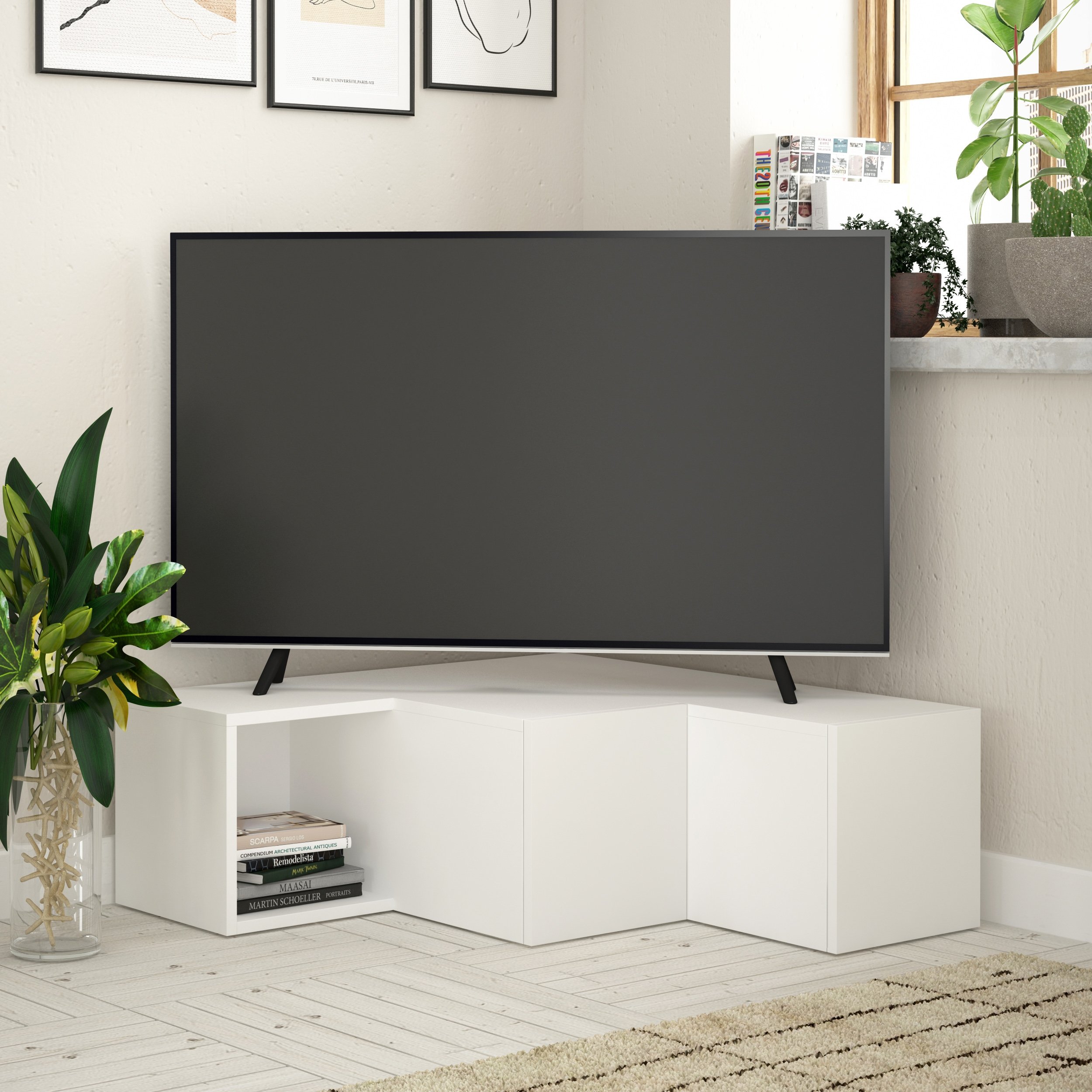 COMPACT TV STAND - WHITE - M.TV.16544.2