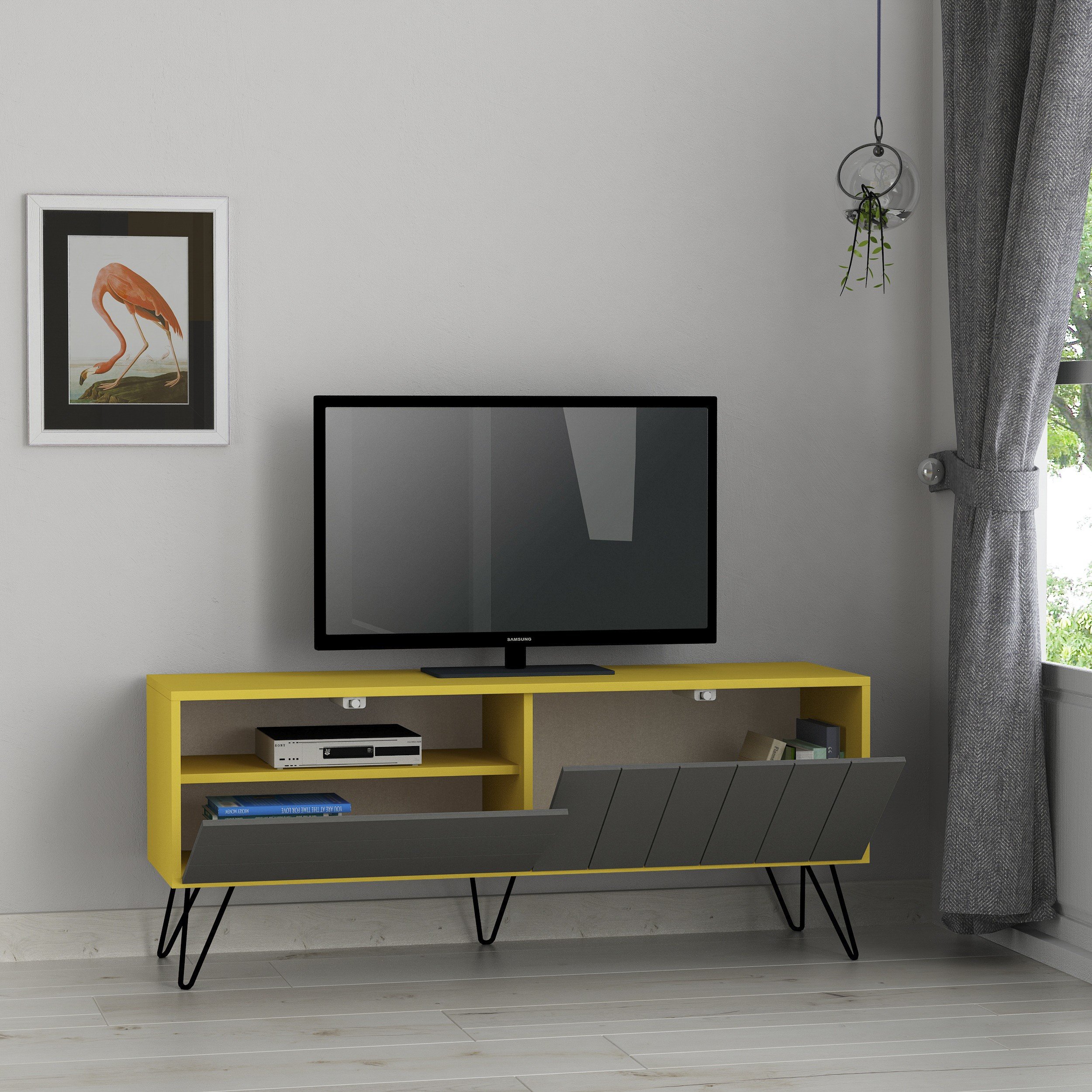 PICADILLY TV STAND - MUSTARD - ANTHRACITE - M.TV.18653.4