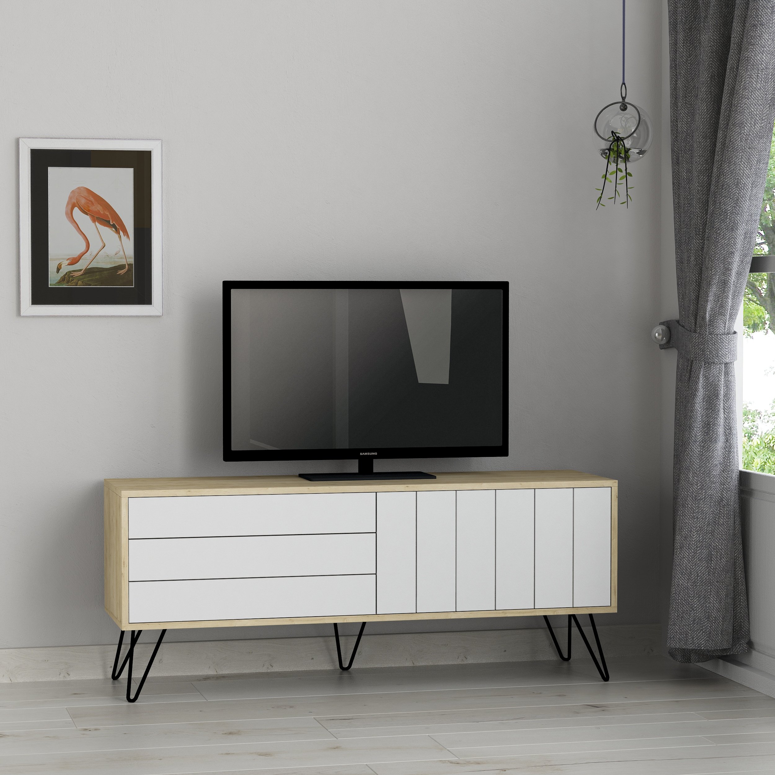 PICADILLY TV STAND - OAK - WHITE - M.TV.18653.2