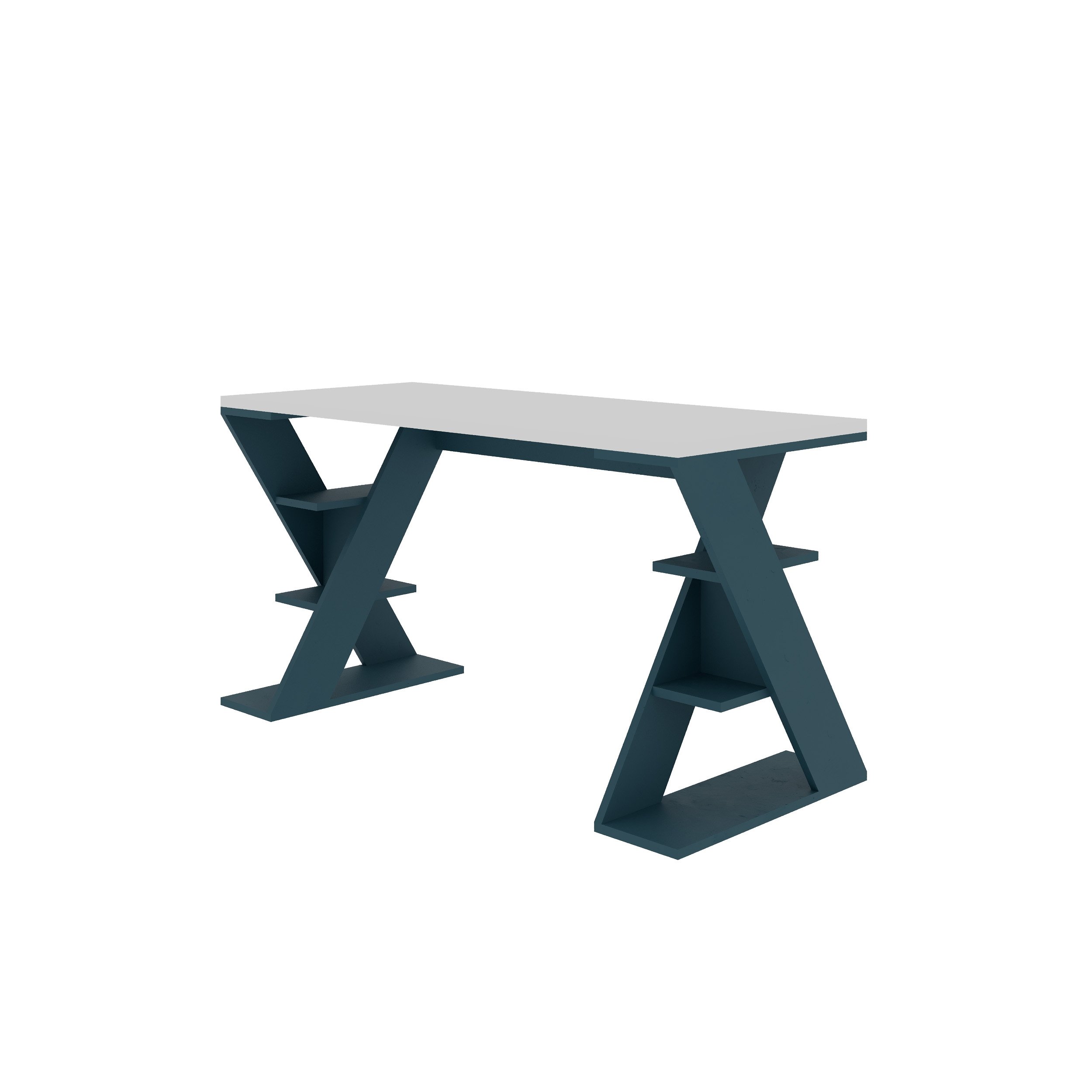 PAPILLON WORKING TABLE - WHITE - TURQUOISE M.MS.12599.7
