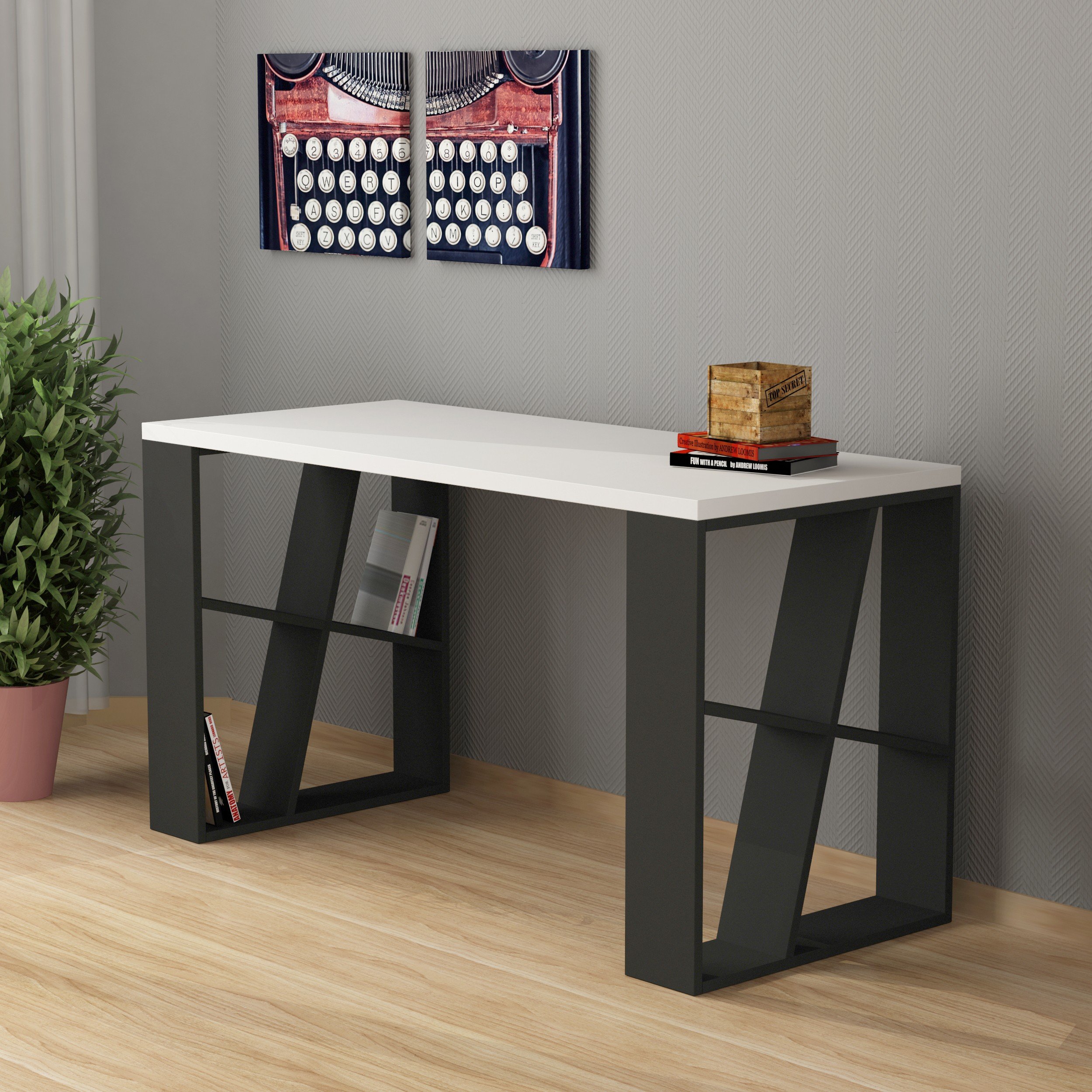 HONEY WORKING TABLE - WHITE - ANTHRACITE M.MS.10987.9