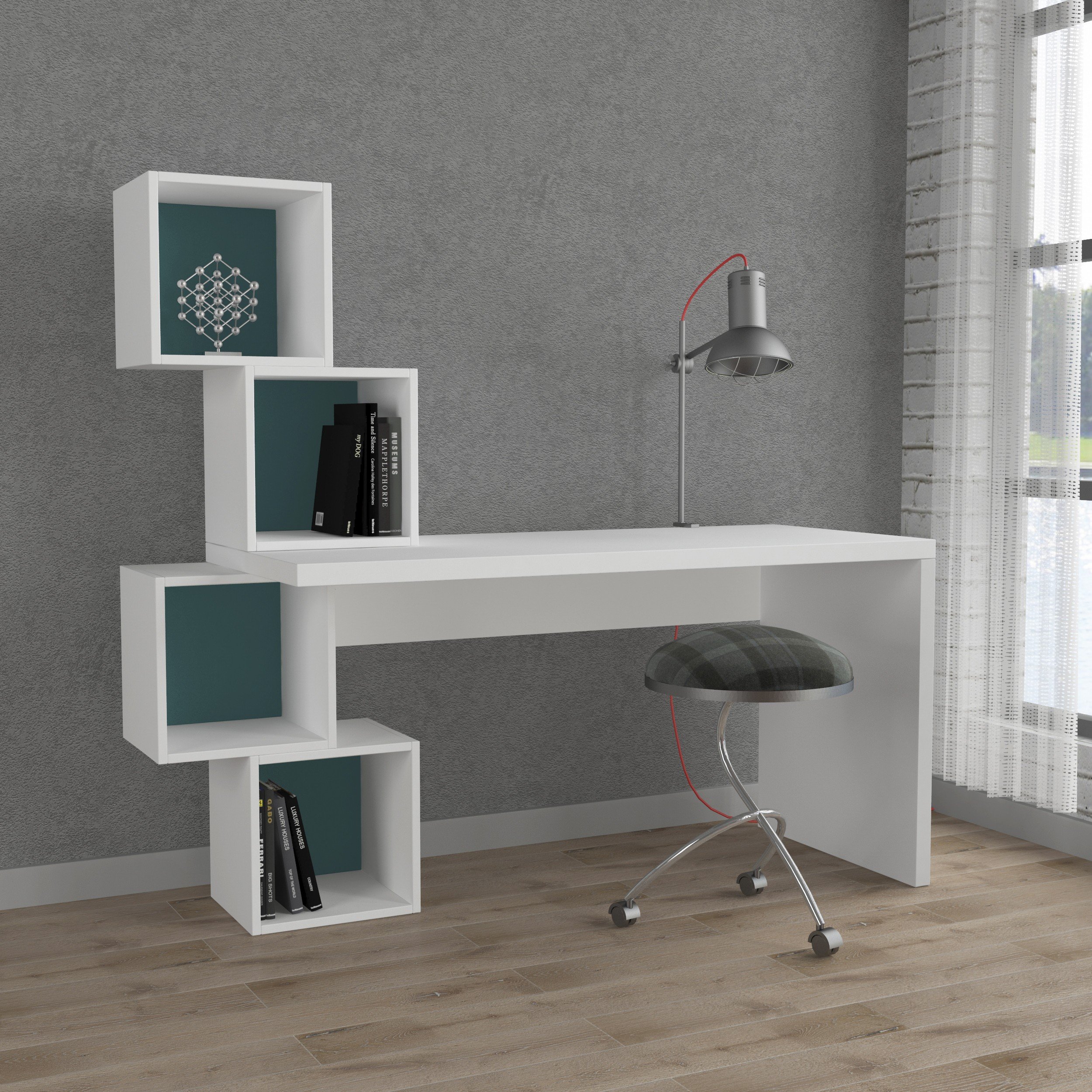 BALANCE WORKING TABLE - WHITE - TURQUOISE M.MS.10962.8