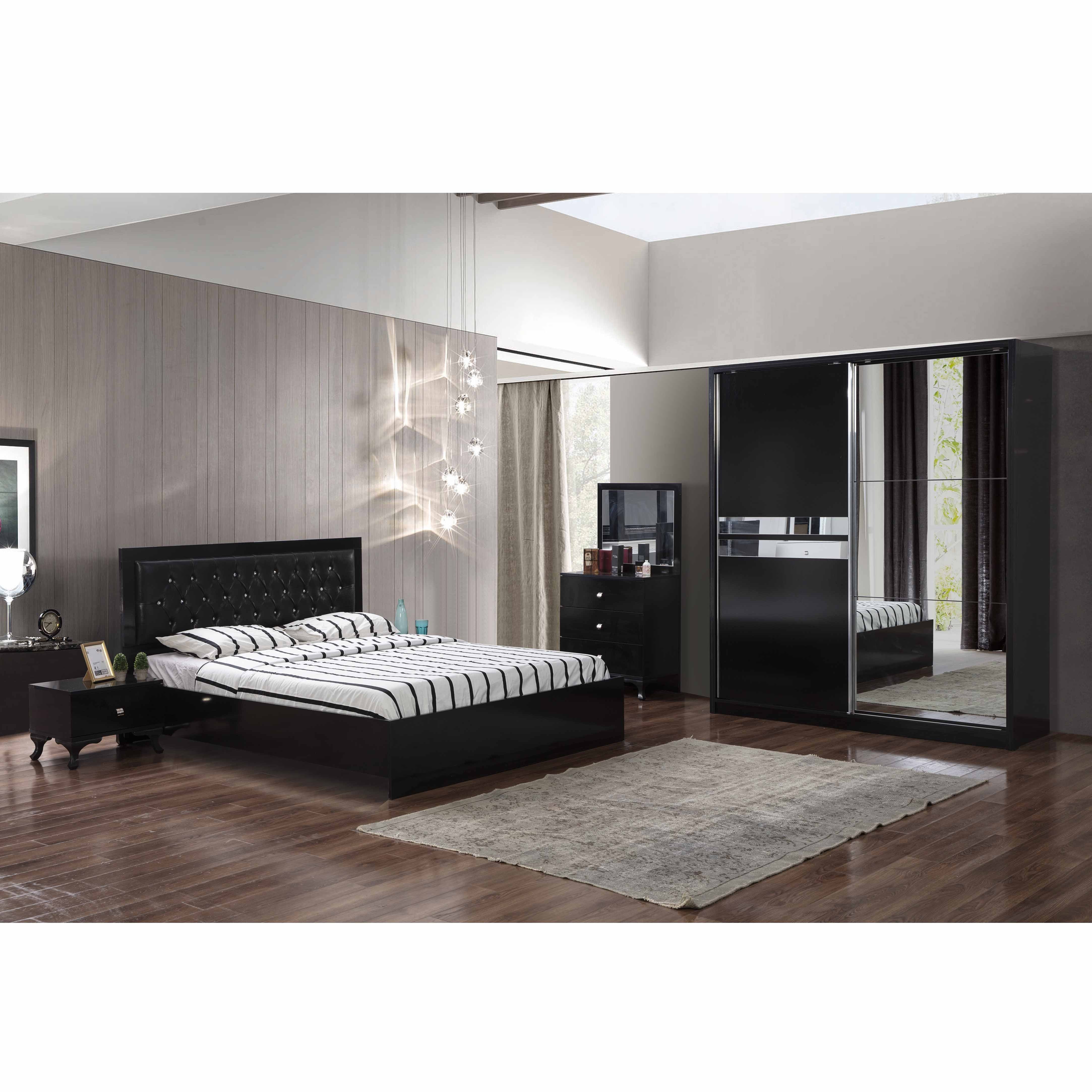 Nova Bedroom (Black) with 180cm Wardrobe SHOWDEKO Quality Furnitures
