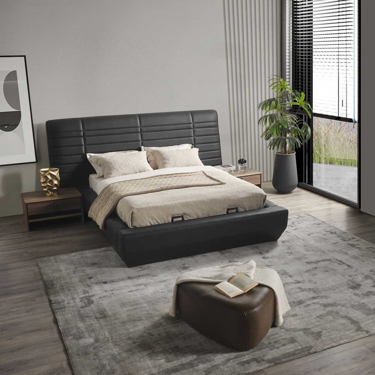 Bronze Bed With Storage 160x200 cm