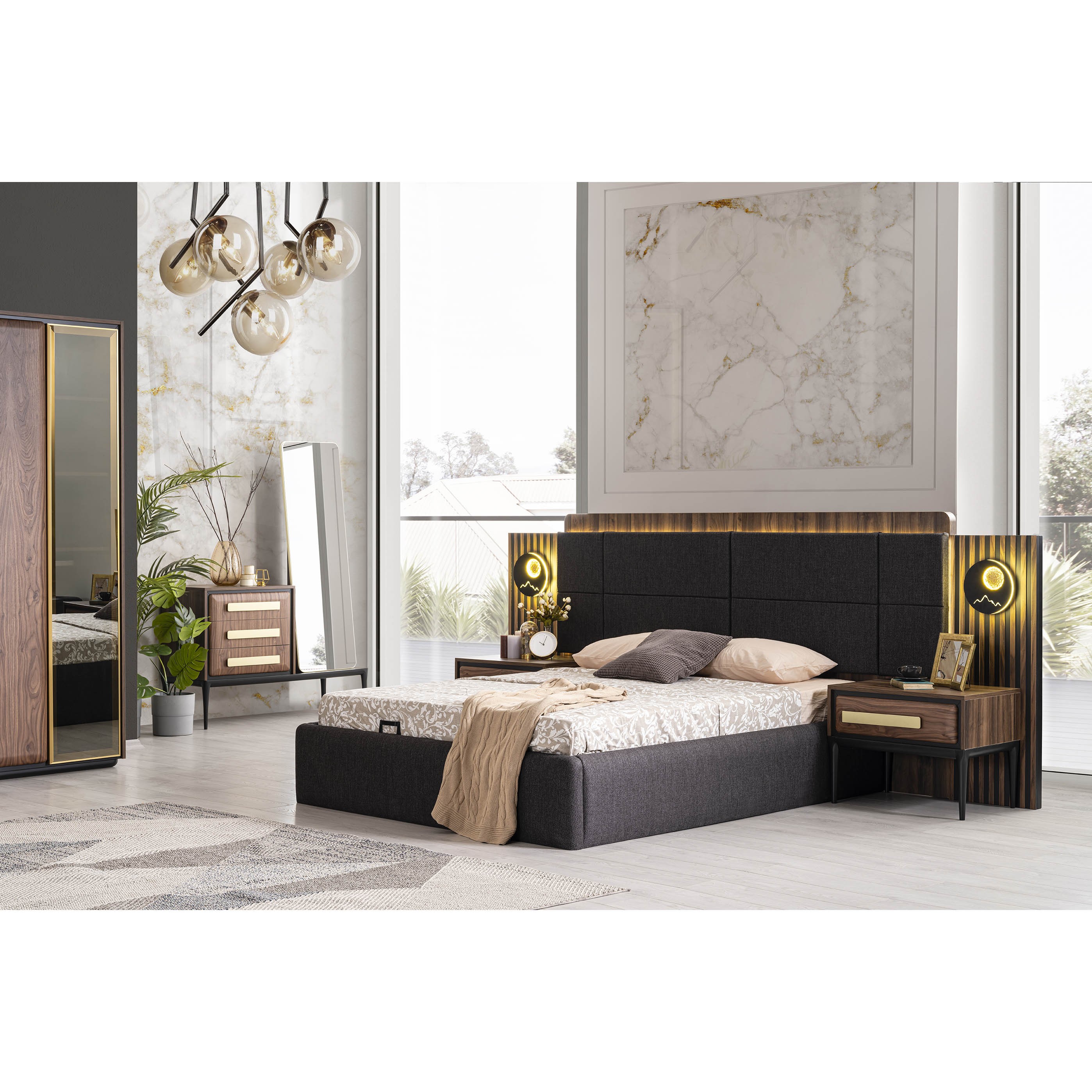 Armani Bedroom (Bed With Storage 160x200 cm)