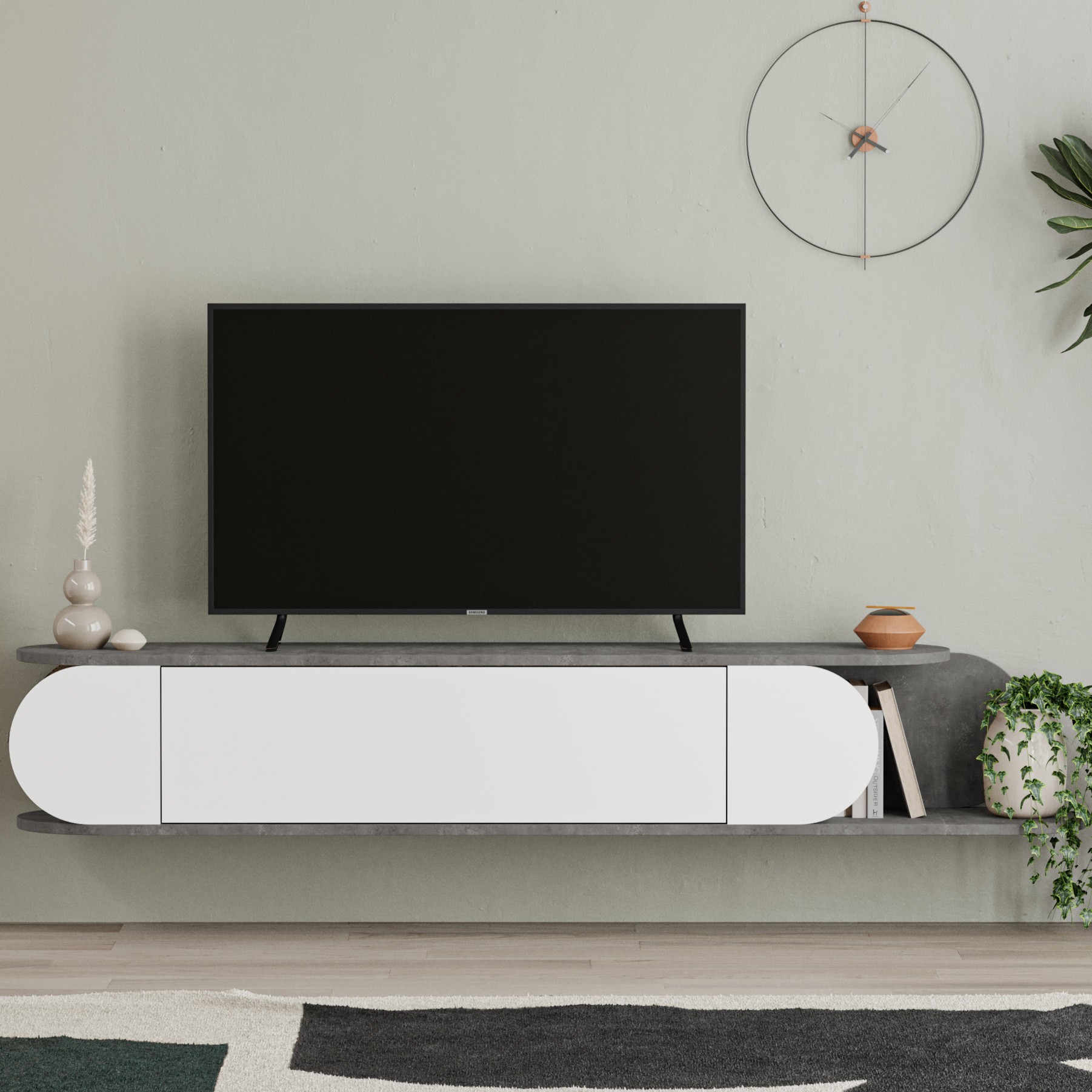 Samso TV Stand - Light Grey for TVs up to 85 - LOFT Design Company