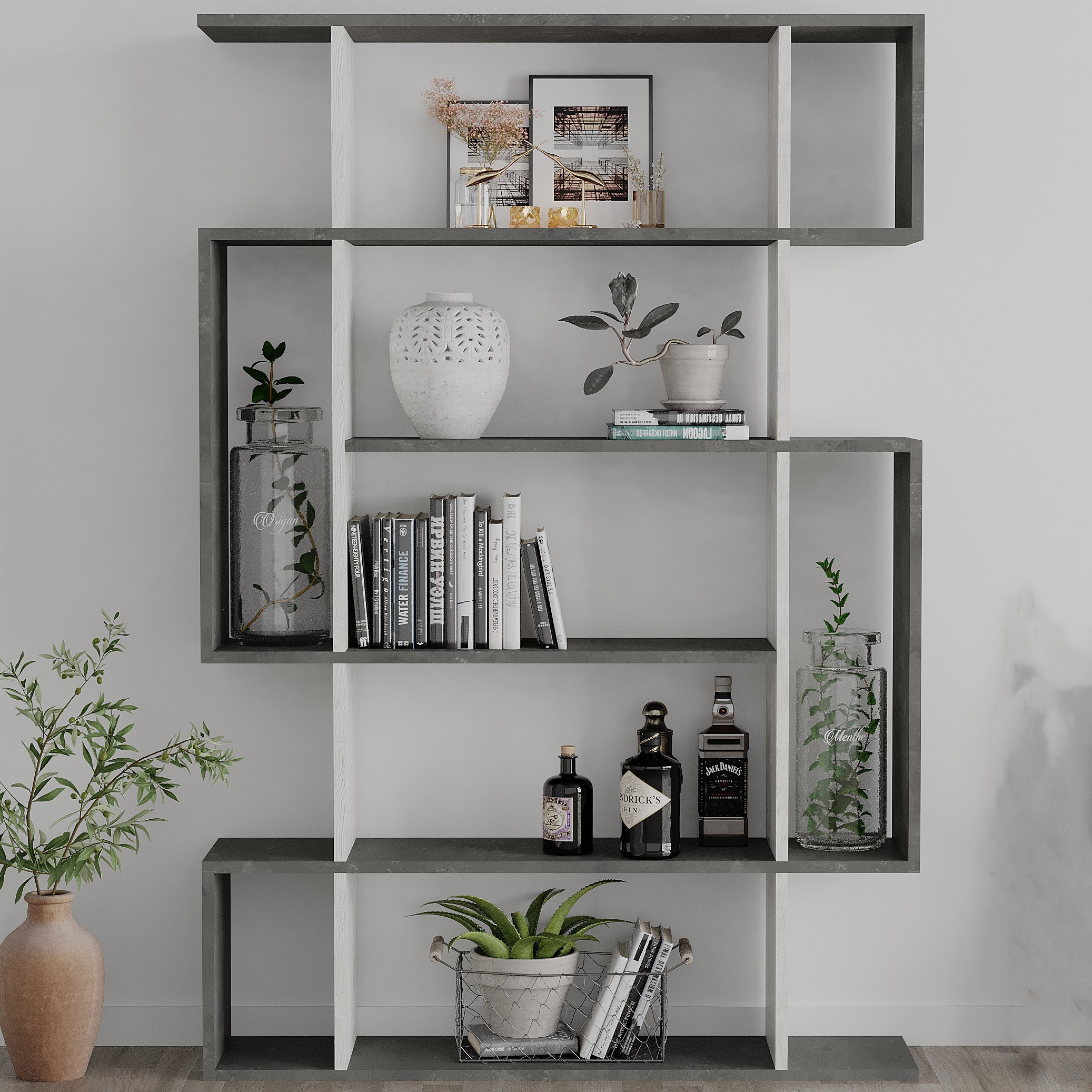 Mito Bookcase Retro Grey - Ancient White