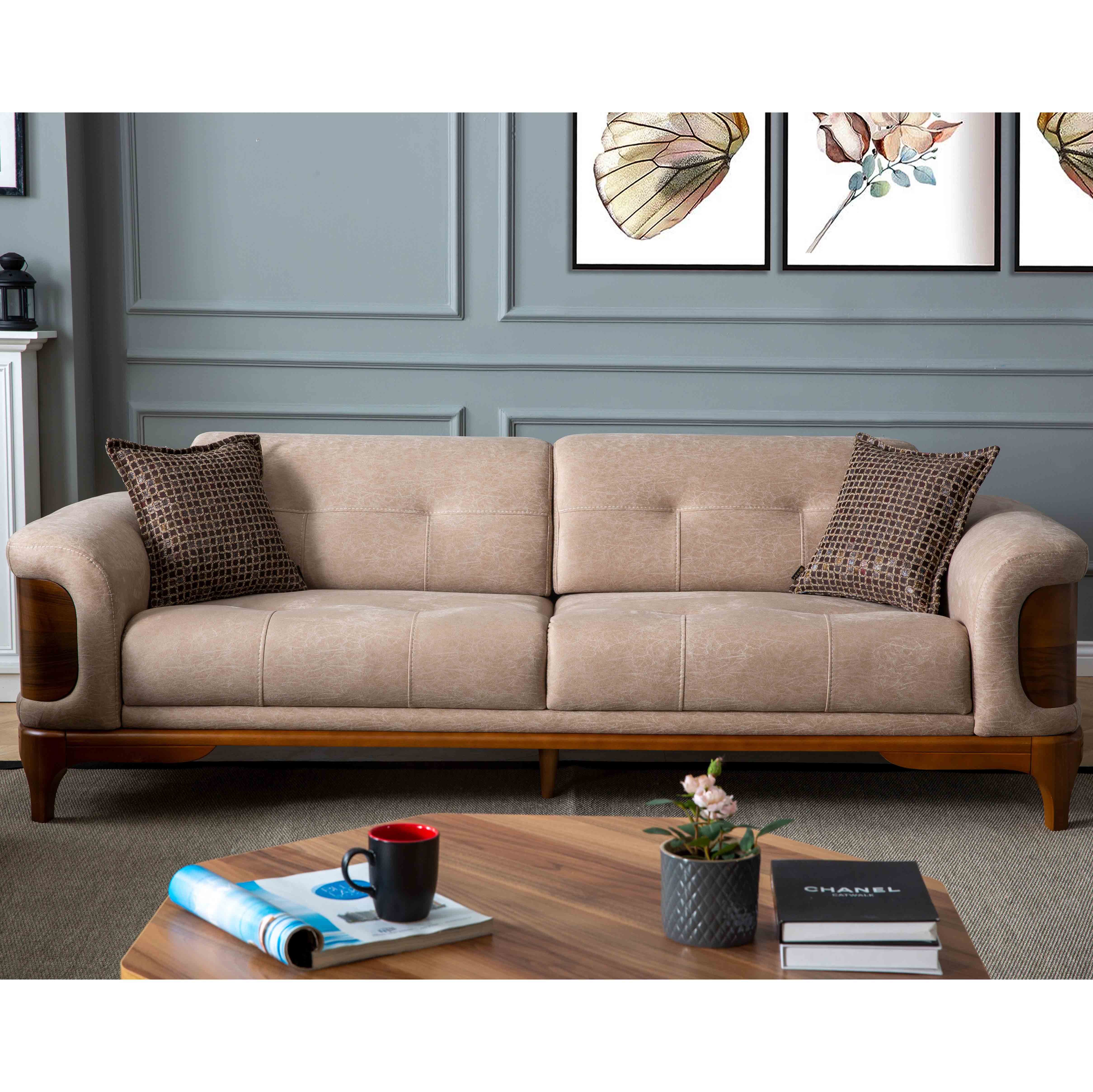 Wood 3 Seater Sofa Bed
