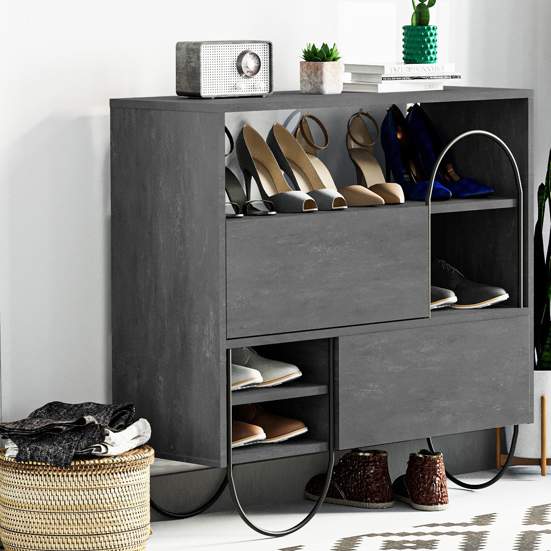 Norfolk Shoe Cabinet Retro Grey