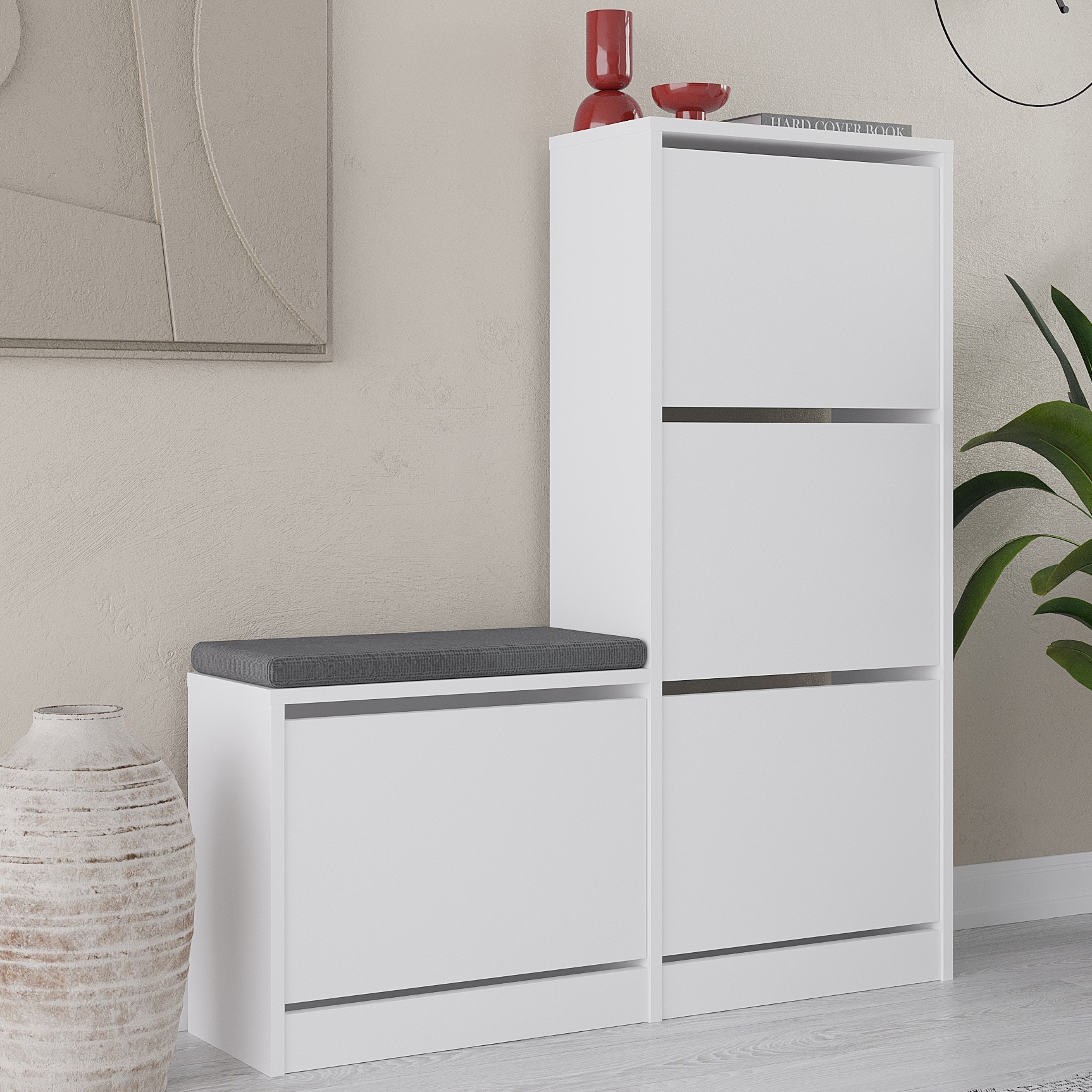 Dude Bench & Shoe Cabinet White
