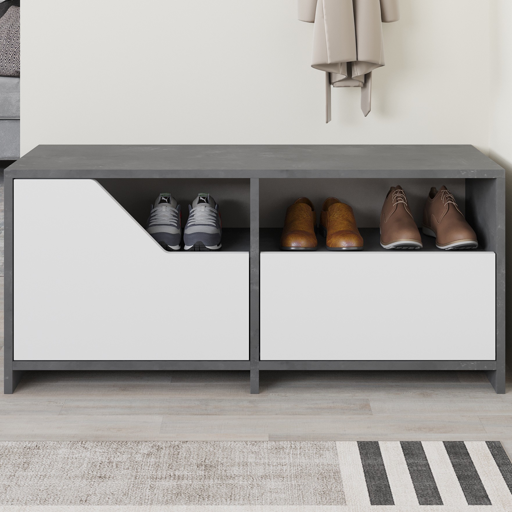 Nexus Shoe Cabinet Retro Grey - White
