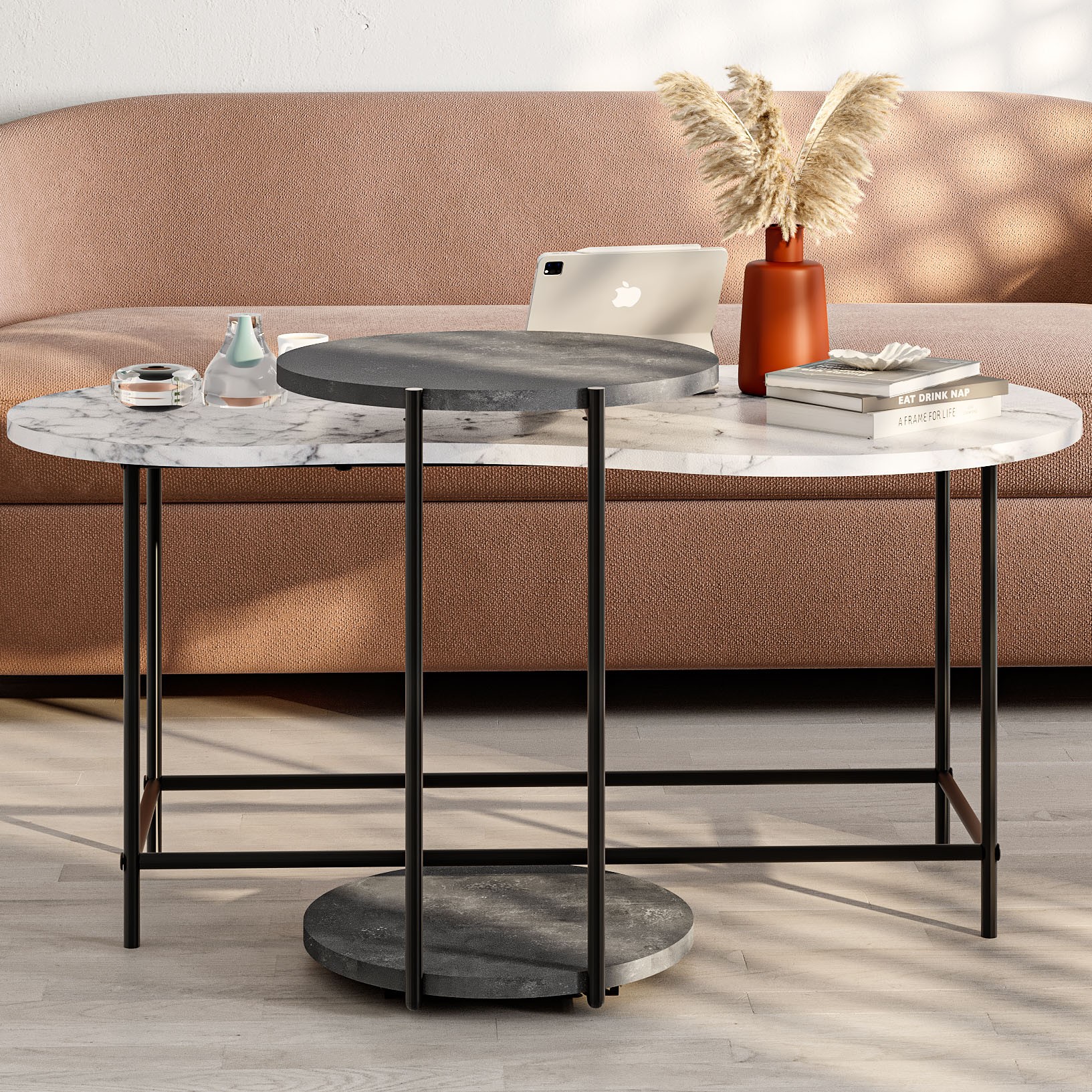 Cuddle Coffee Table Carrara - Retro Grey