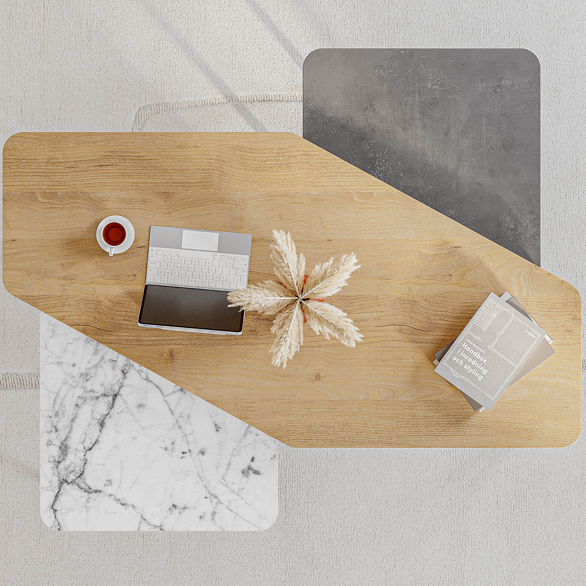 Nesty Coffee Table Sapphire Oak - Retro Grey - Carrara