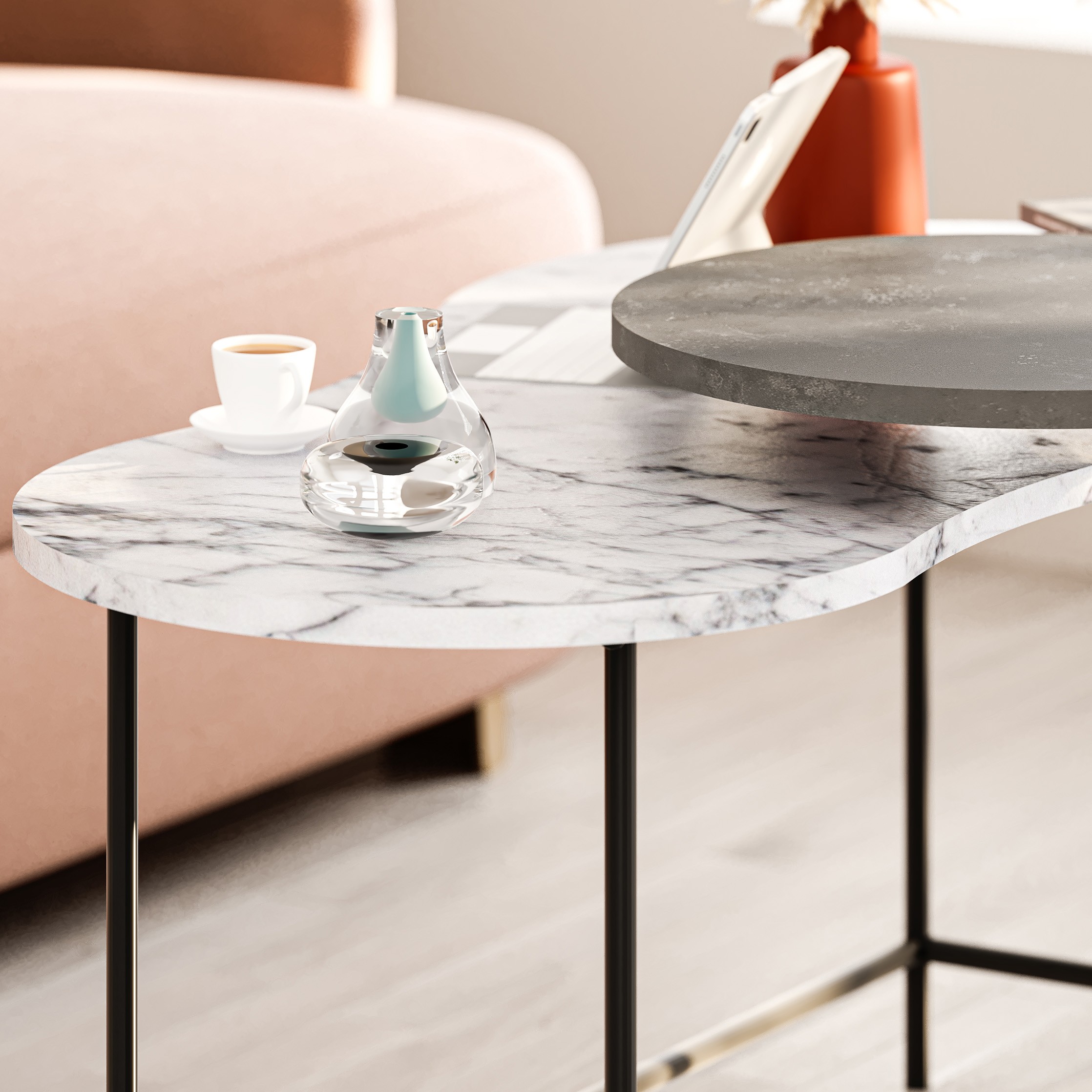 Cuddle Coffee Table Carrara - Retro Grey