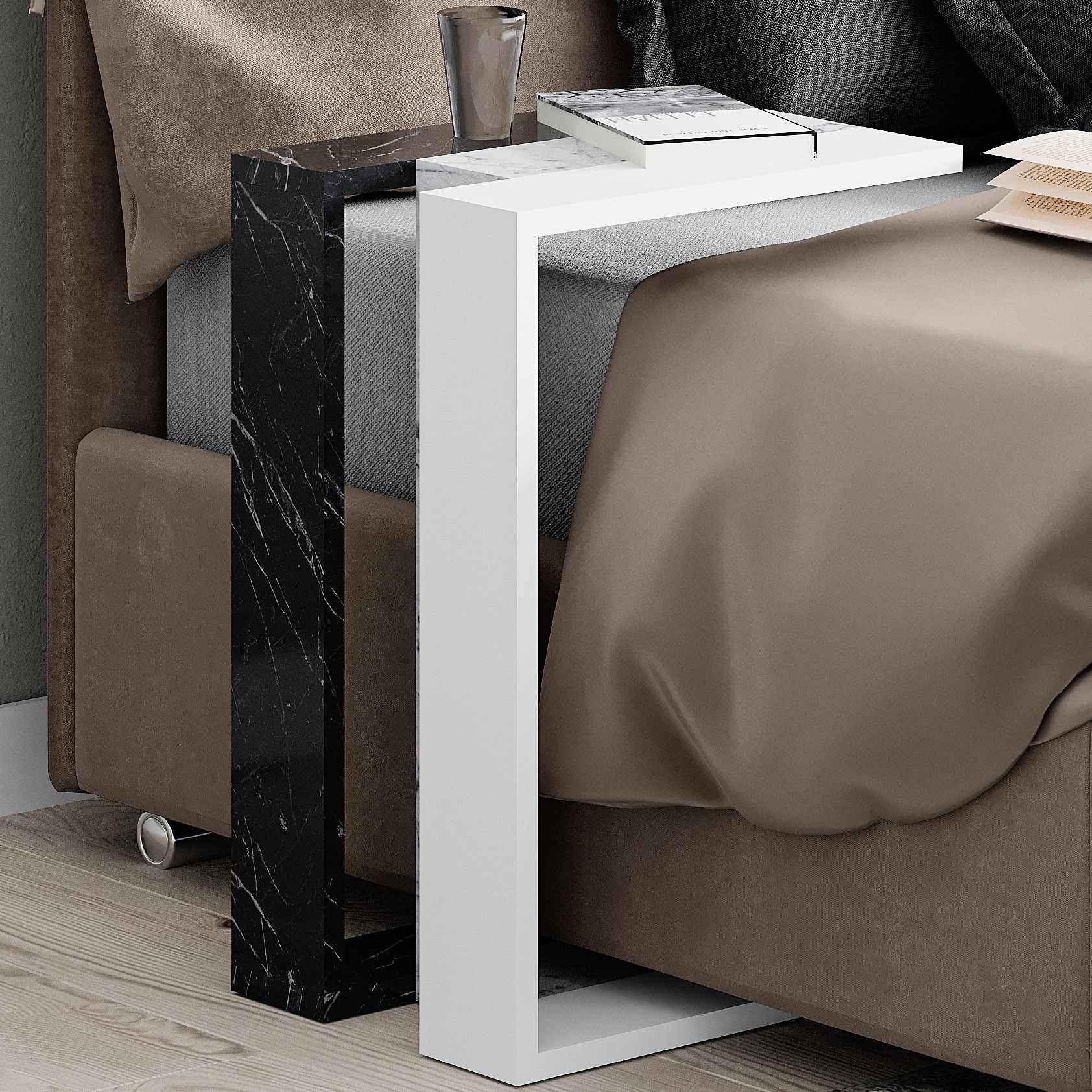 Muju C Table Bendir - Carrara - White