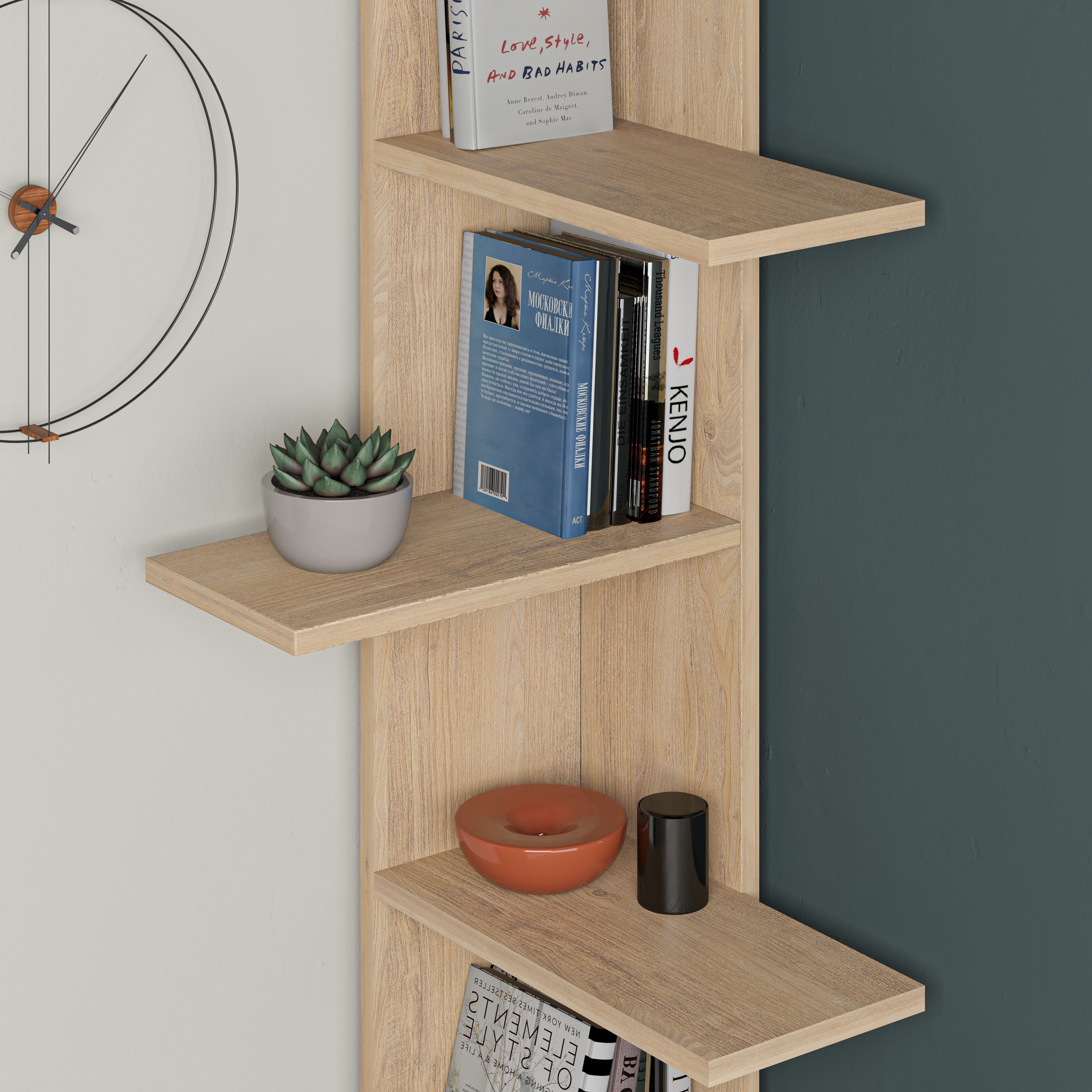 Saso Corner Bookcase Oak - Oak