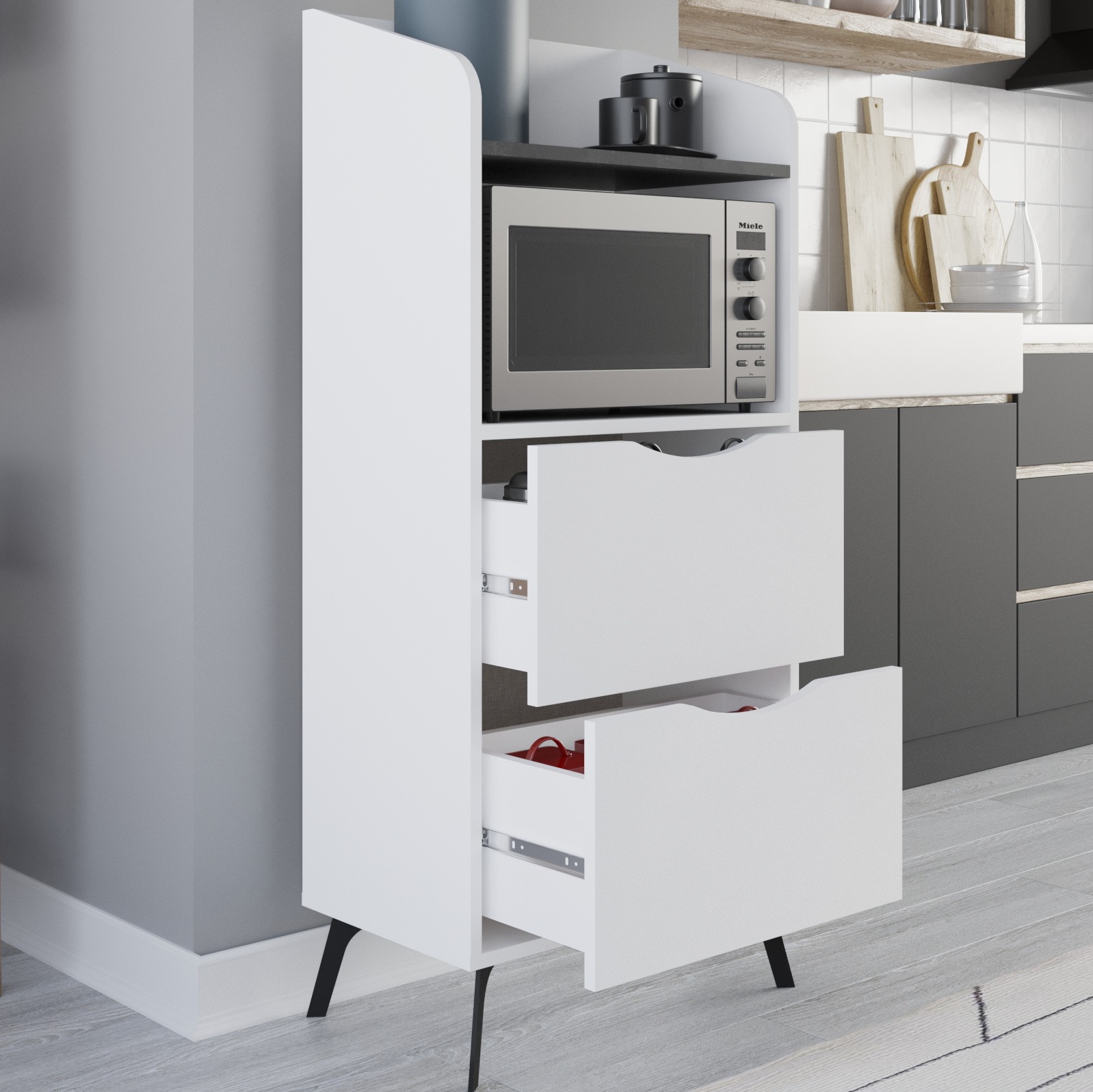 Gorki Multipurpose Cabinet White - Retro Grey