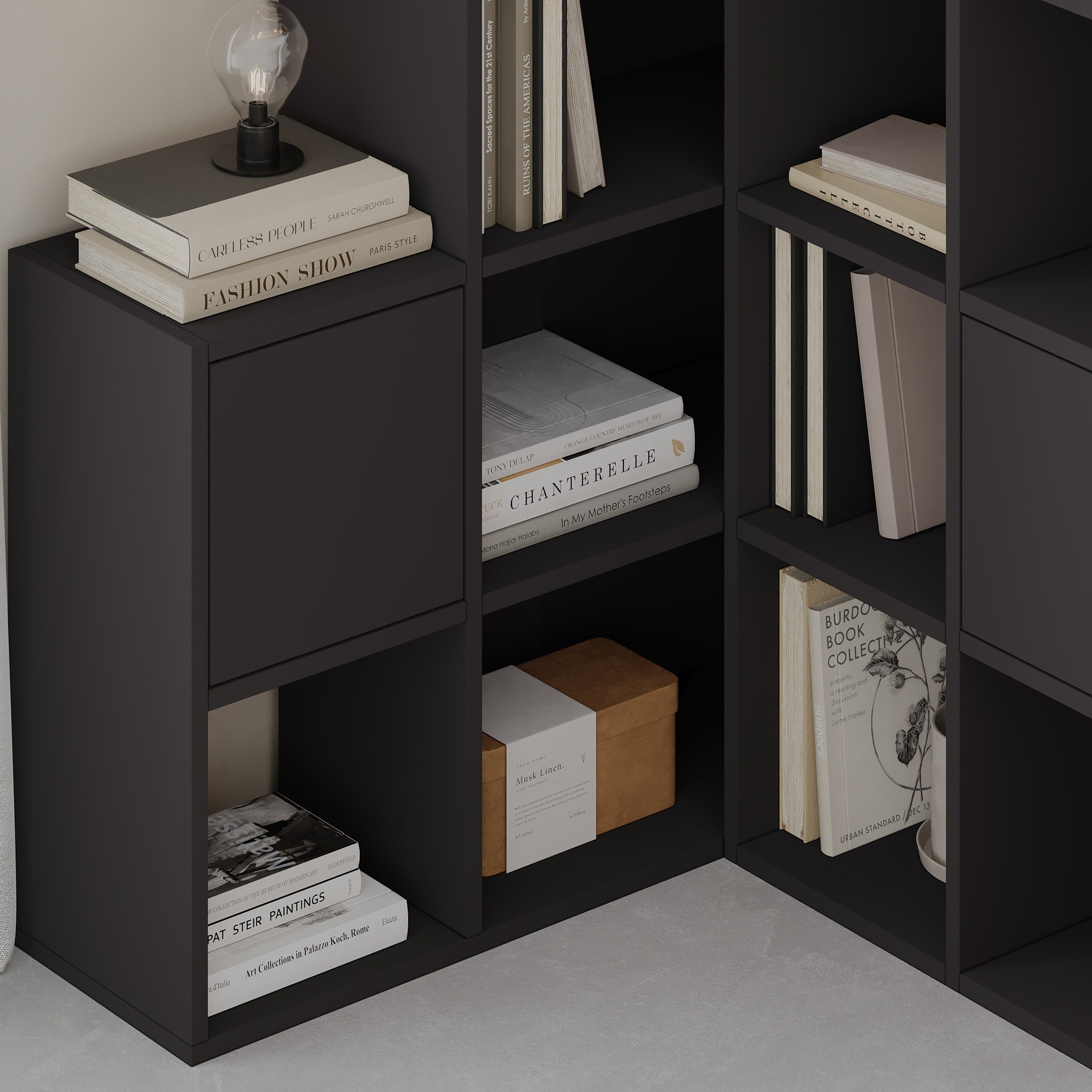 Paleo Corner Bookcase Set Silk Black