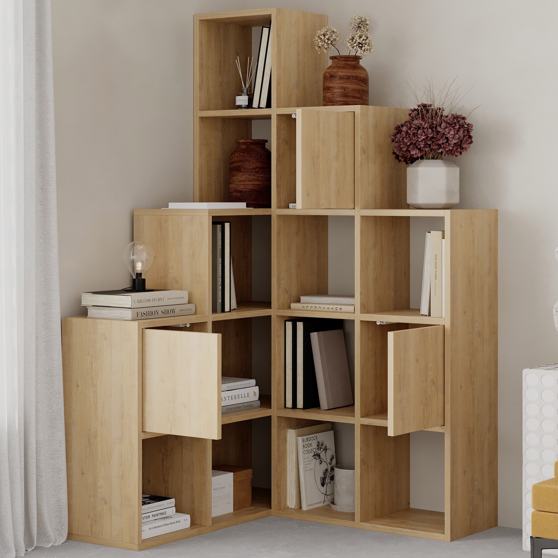 Paleo Corner Bookcase Set Safir Oak