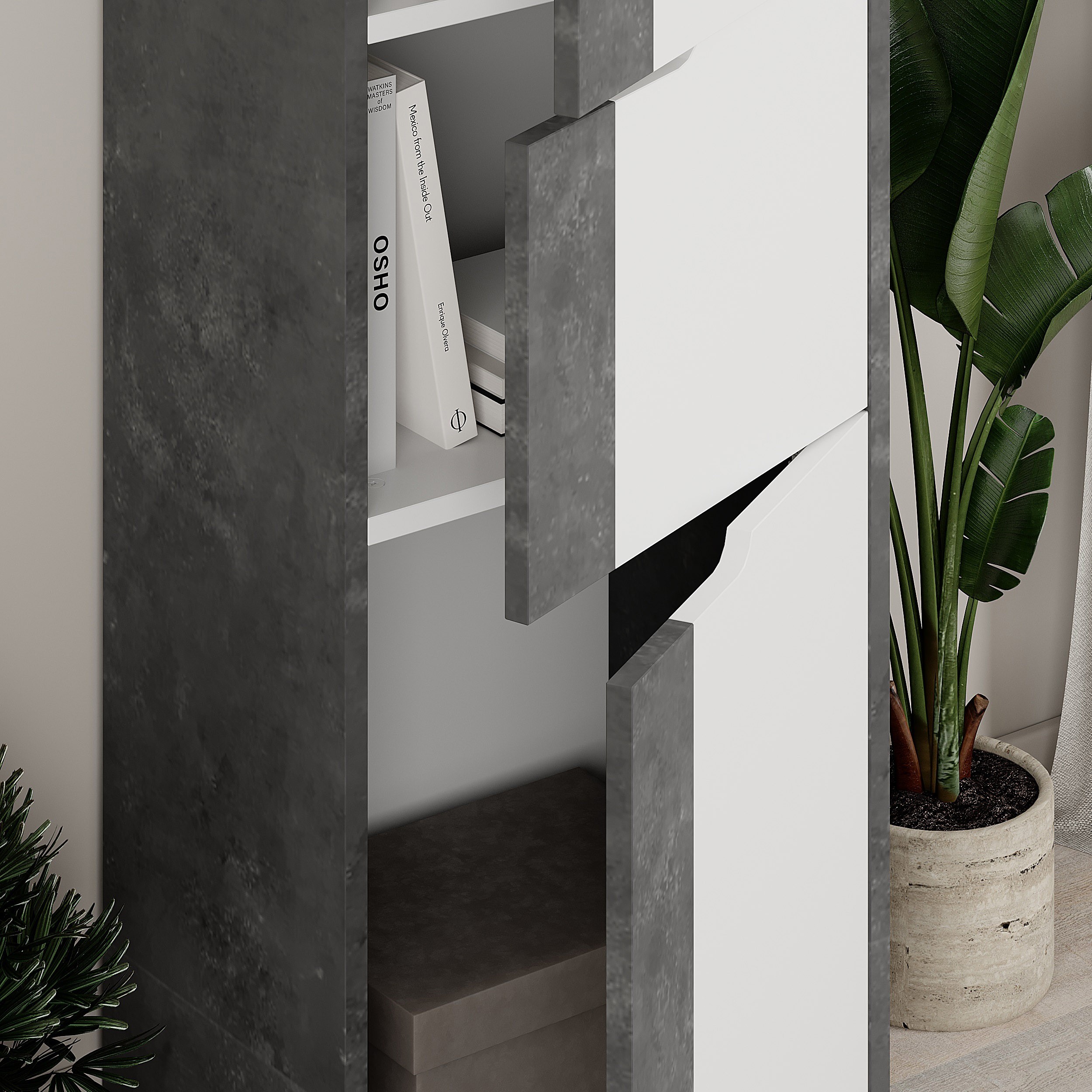 Max Multipurpose Maxi Cabinet Retro Grey - White