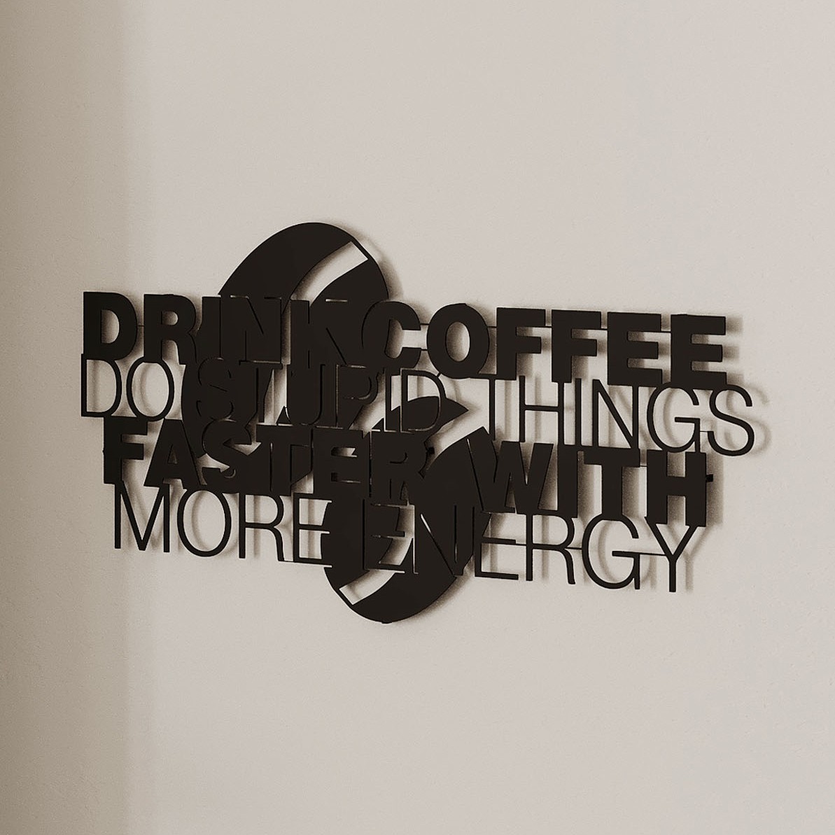 Metal Wall Art Coffee For More Energy Black