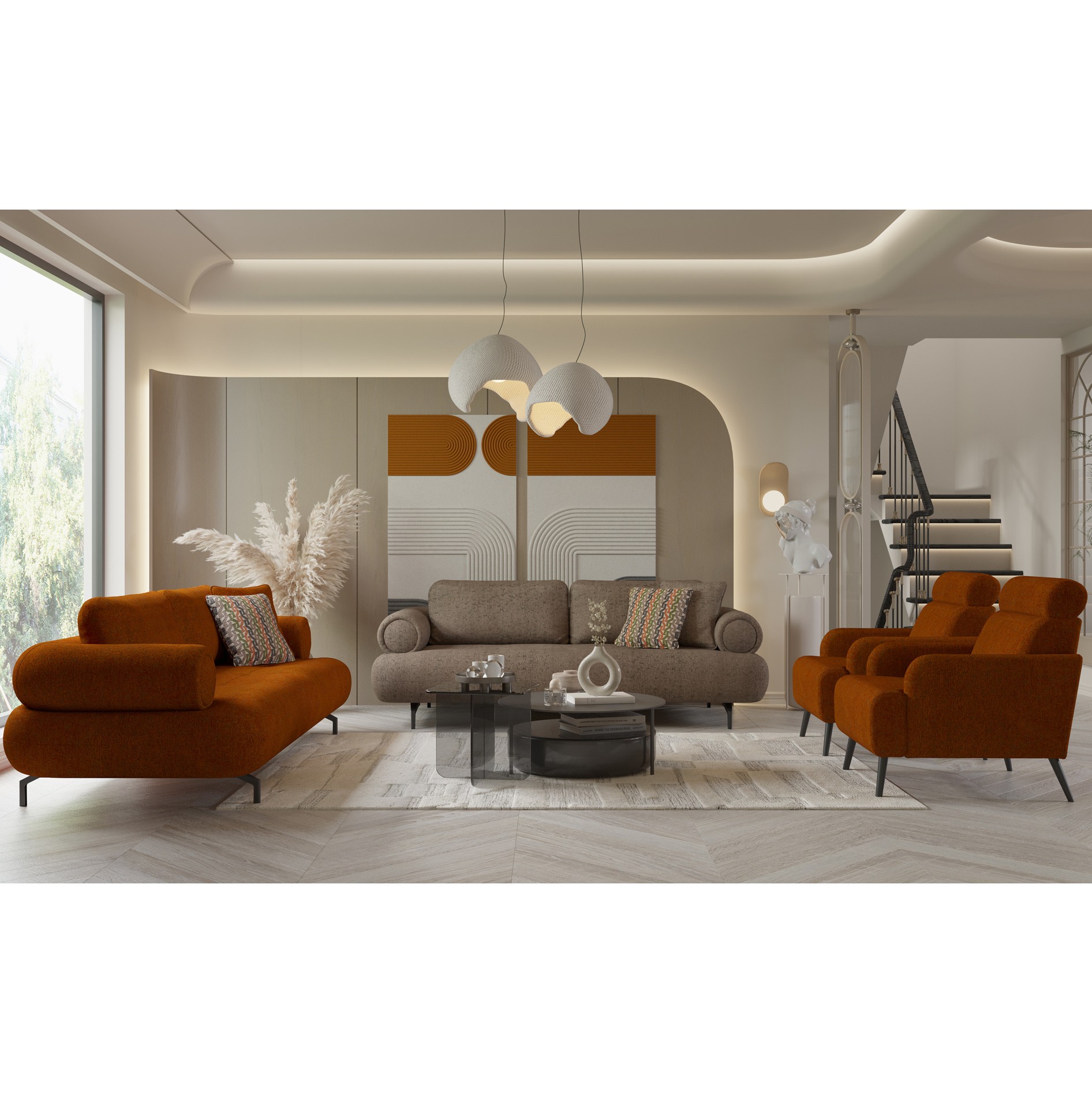 Palvin 3+3+1+1 Sofa Set