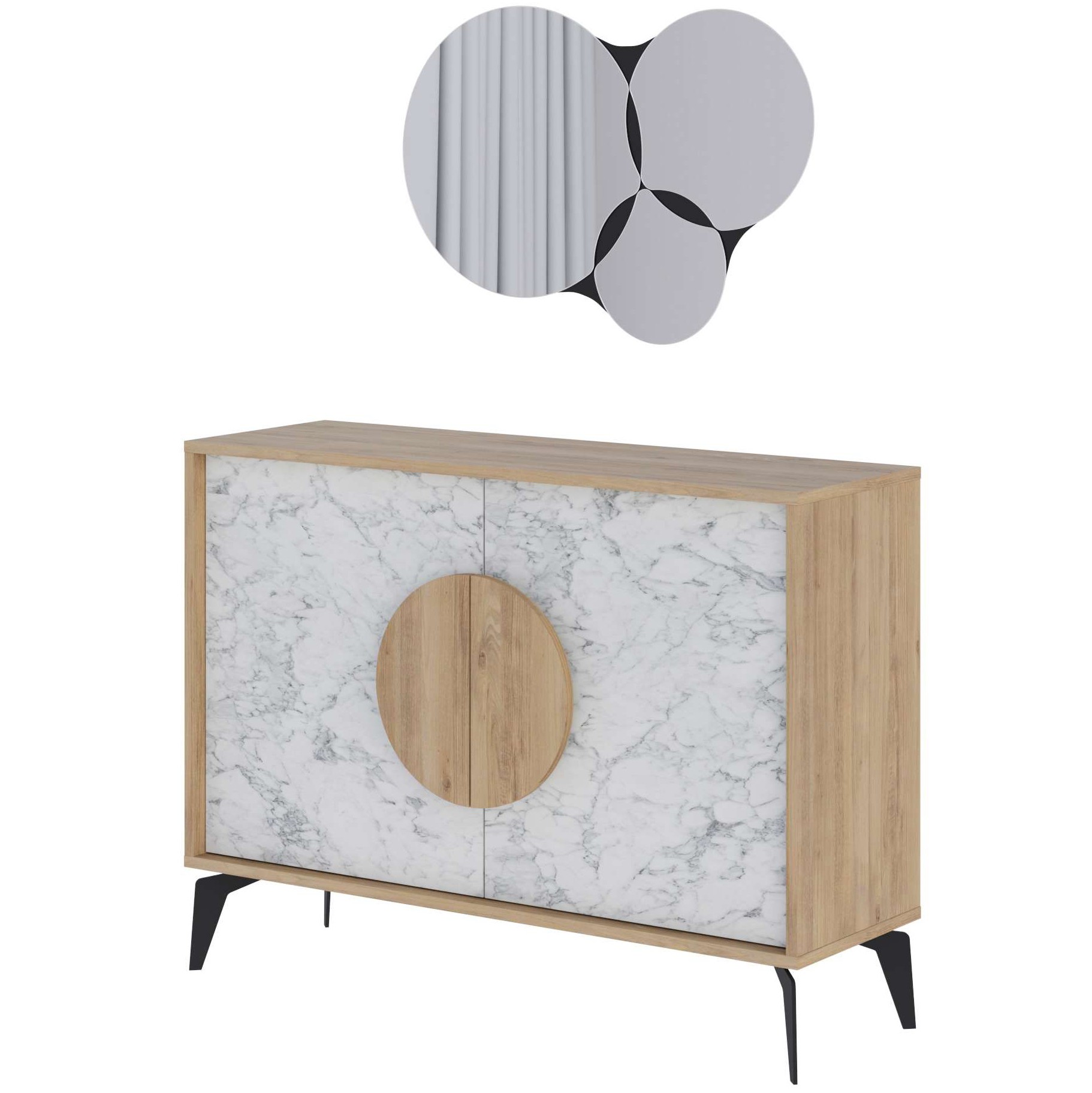 Gora Mirrored Console 110cm Sapphire Oak - Carrara