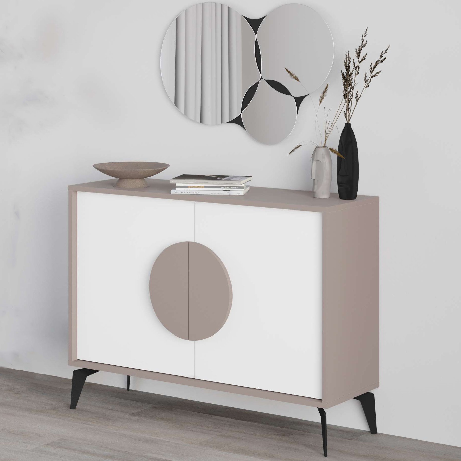 Gora Mirrored Console 110cm Light Mocha - White