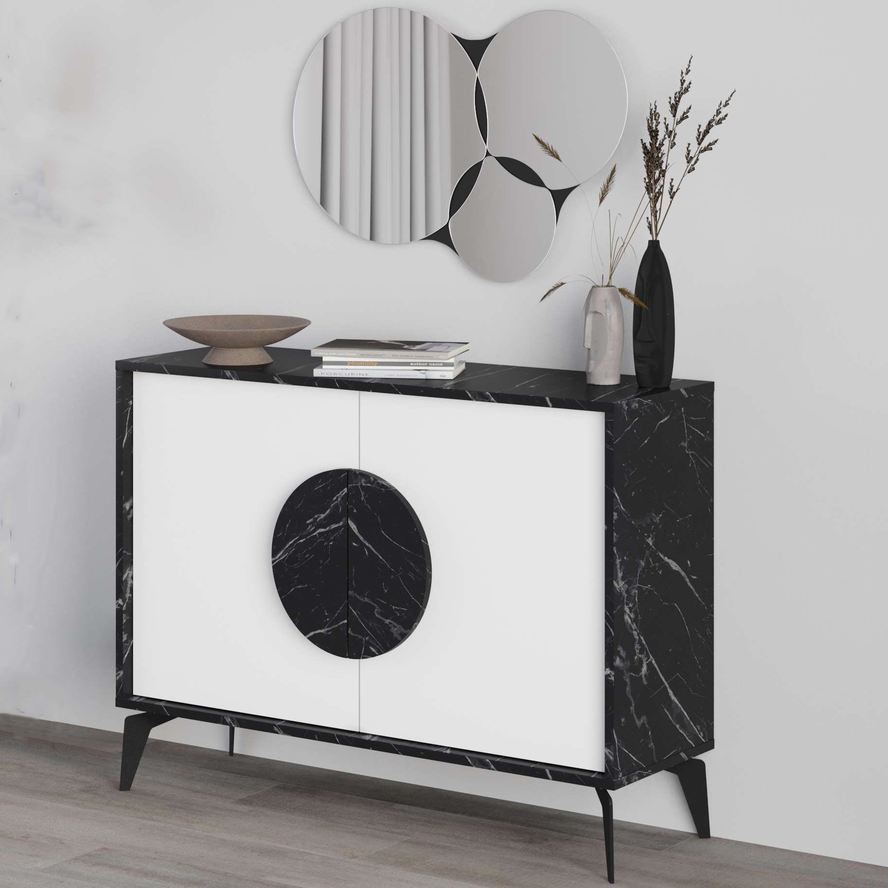 Gora Mirrored Console 110cm Bendir - White