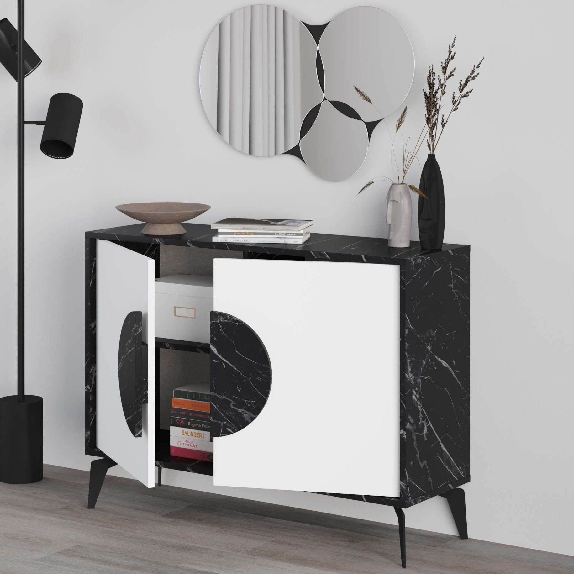 Gora Mirrored Console 110cm Bendir - White