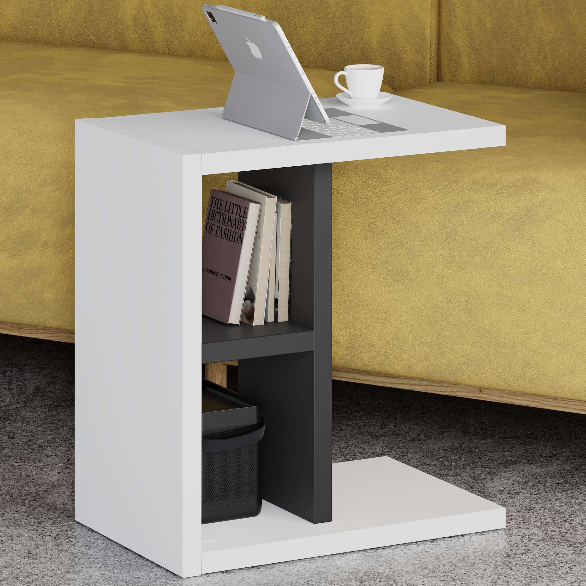 Komoti Side Table White - Anthracite