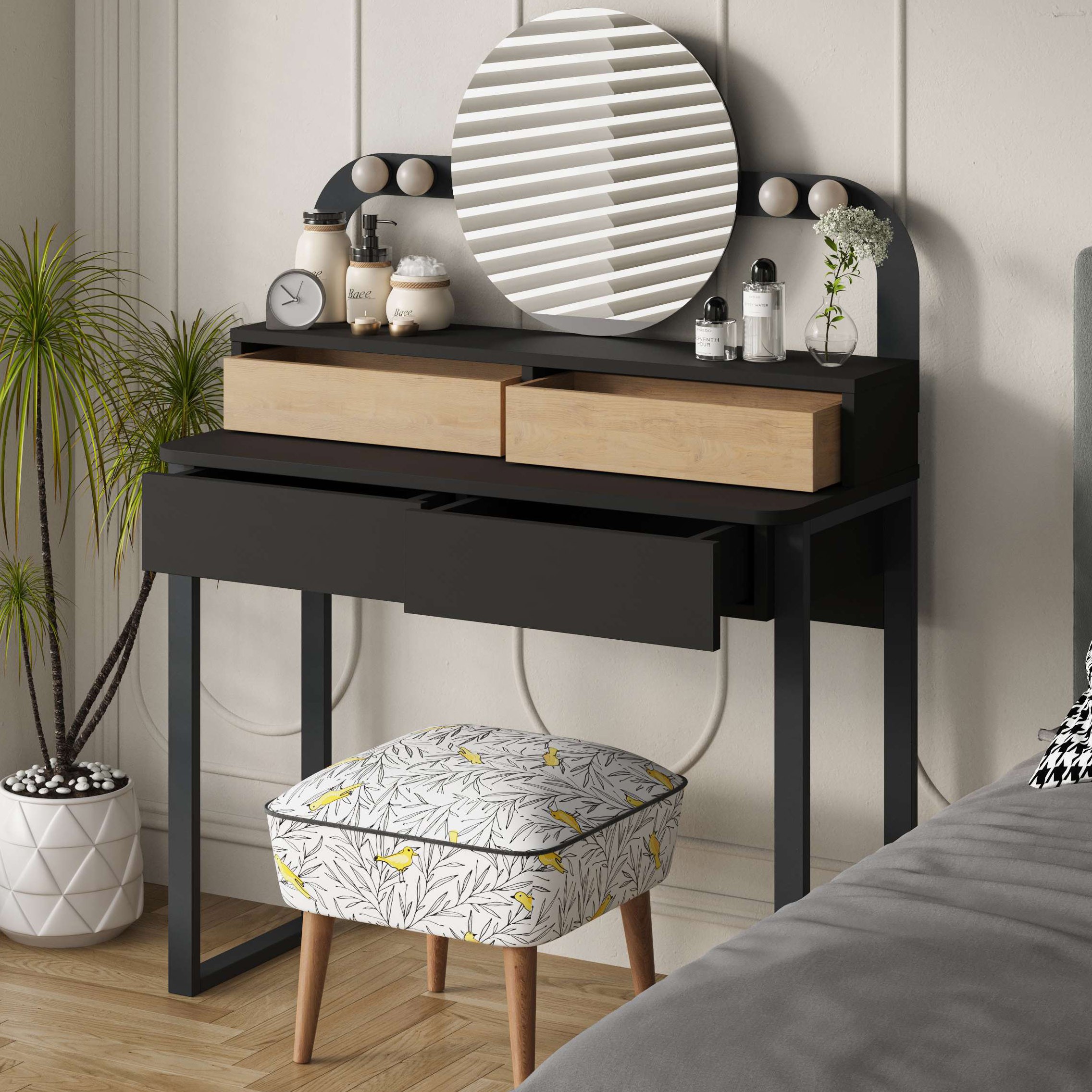 Lora Dressing Table Black Bute