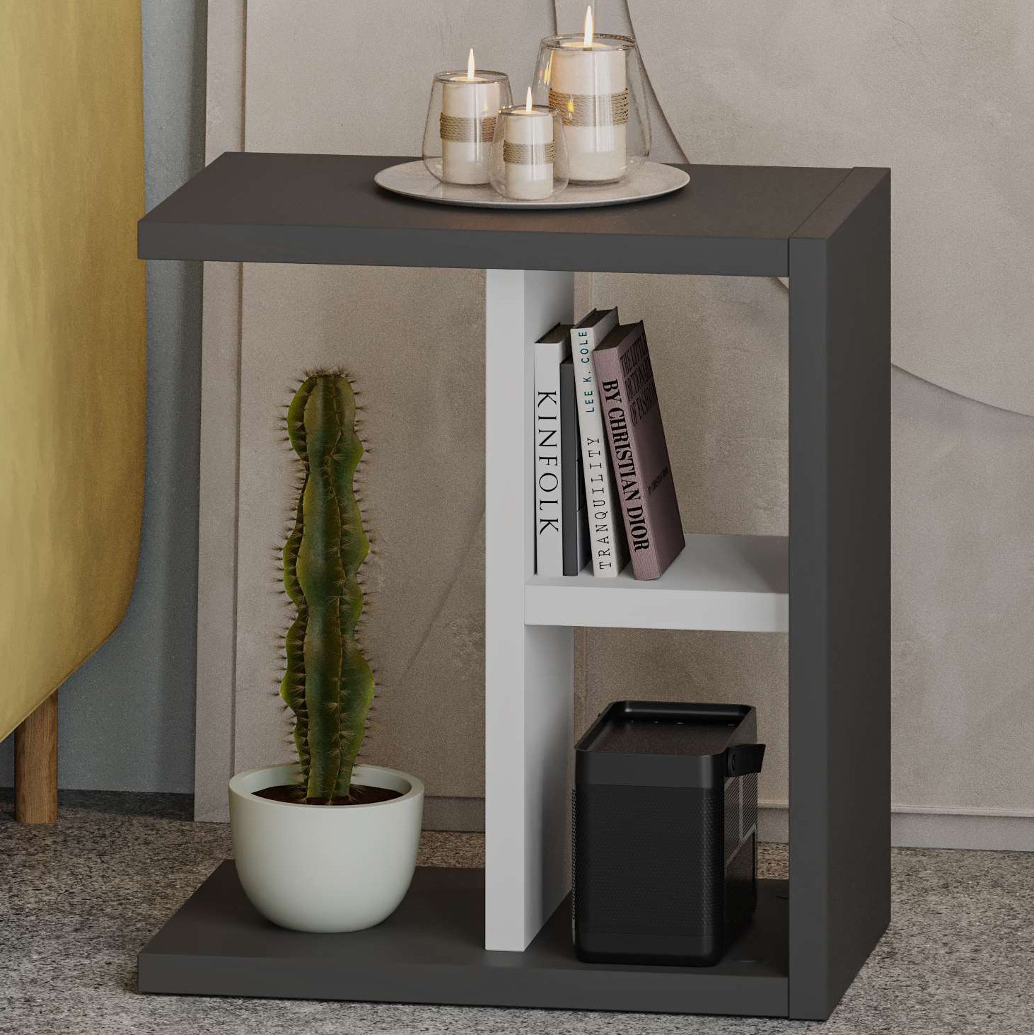 Komoti Side Table Anthracite - White