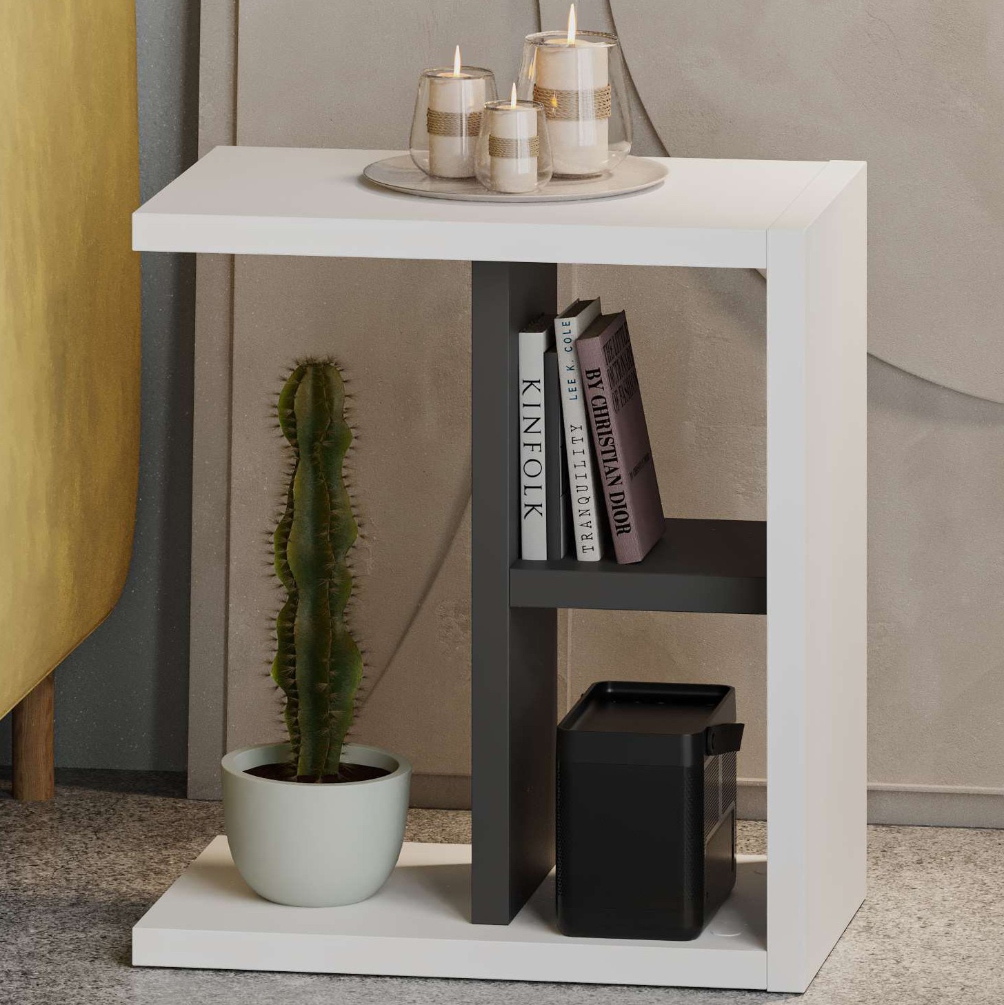 Komoti Side Table White - Anthracite