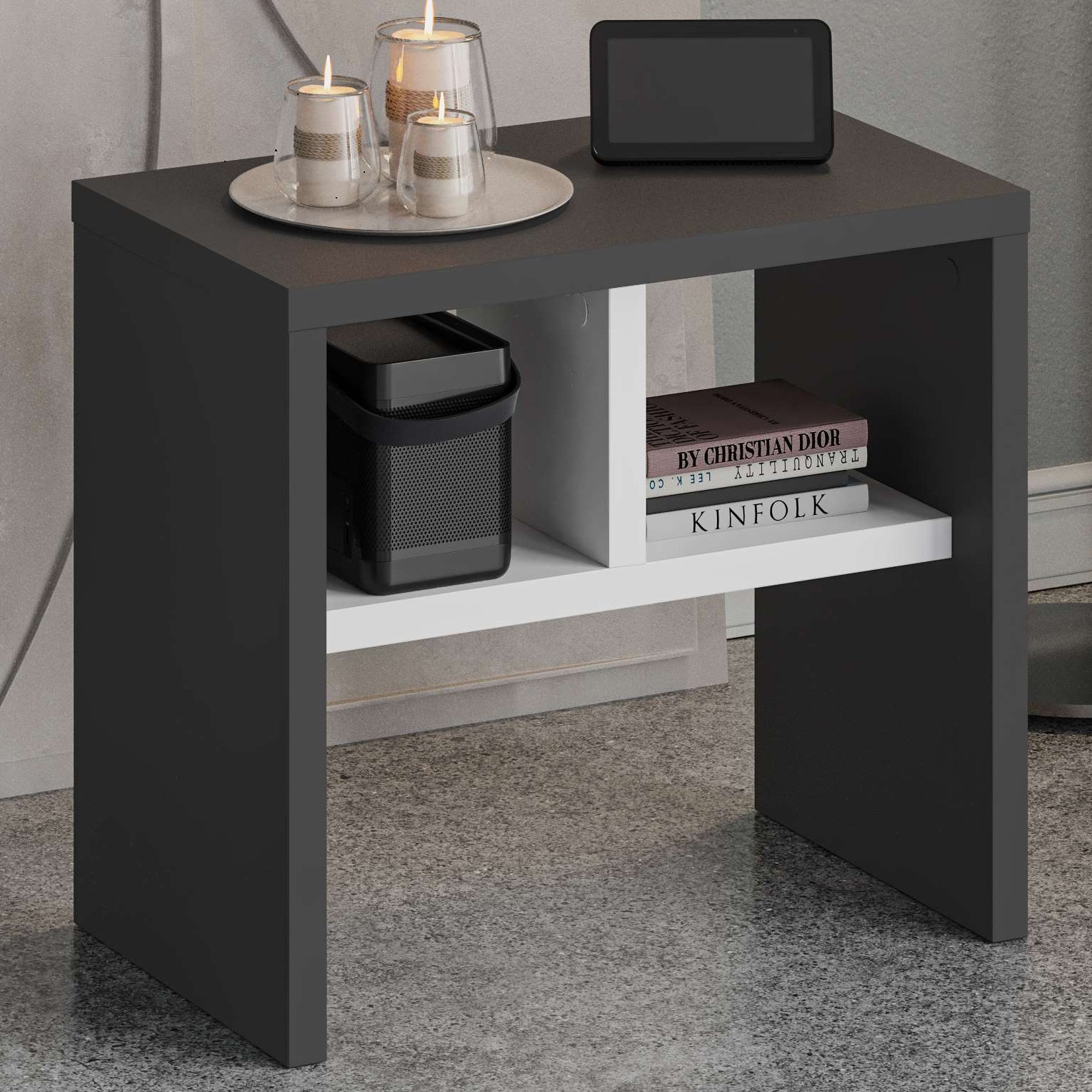 Komoti Side Table Anthracite - White