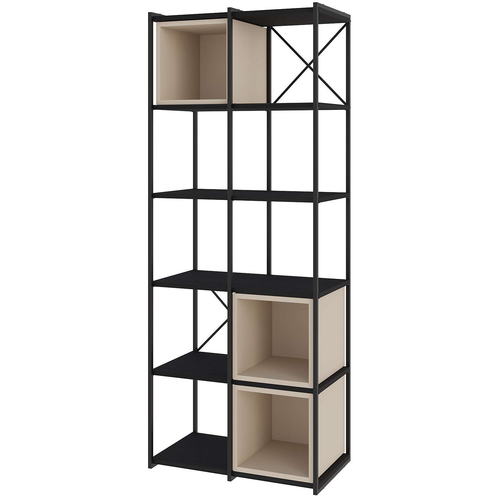 Vale Midi Bookcase Set 18mm Black Wood - Sandstone