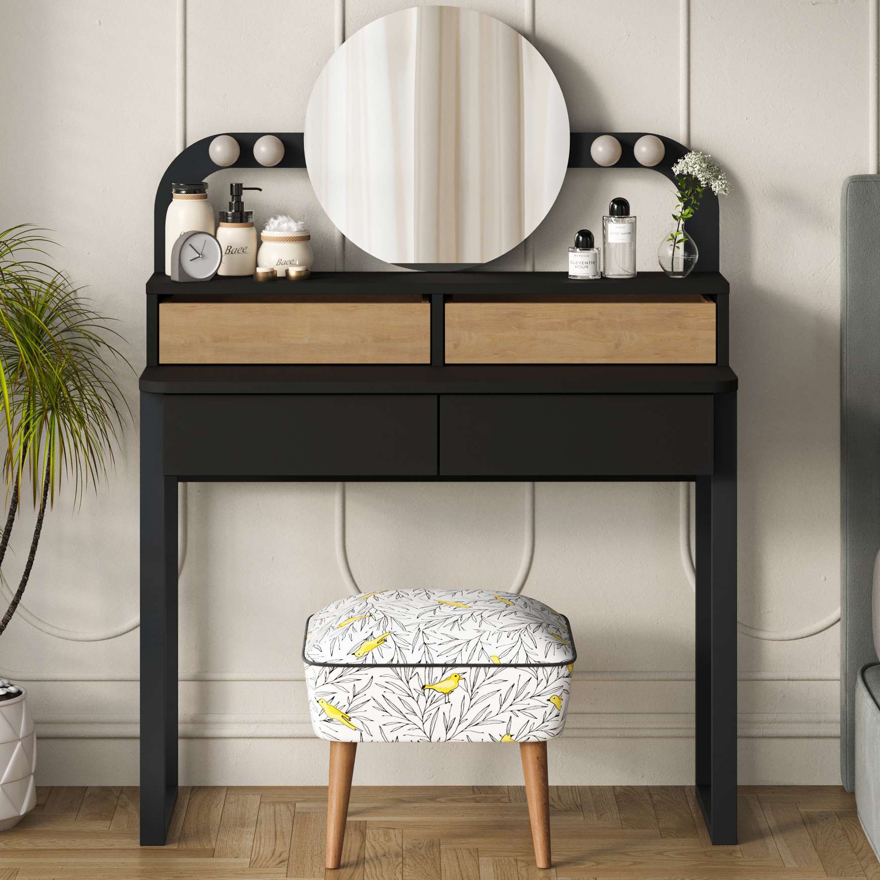 Lora Dressing Table Black Bute