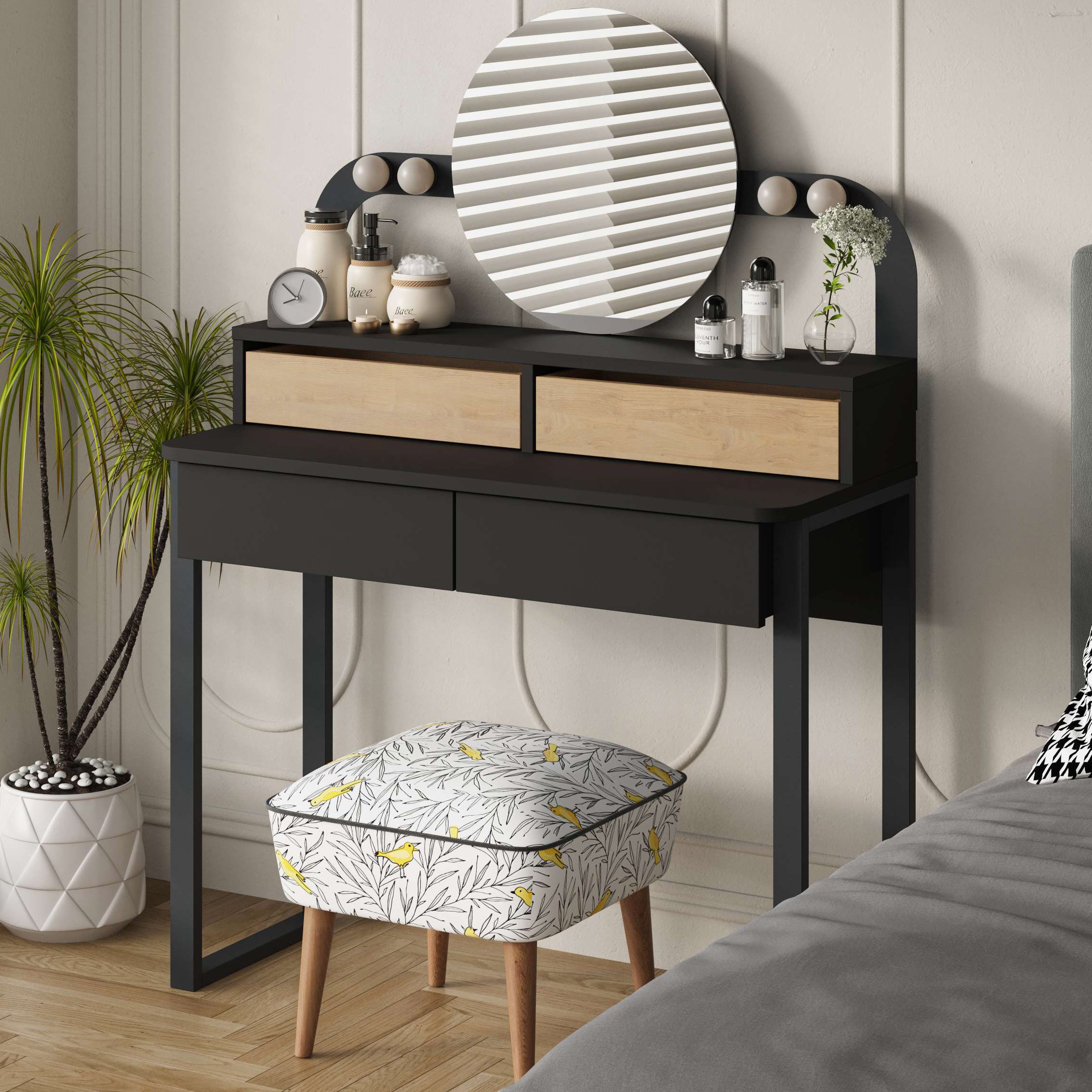 Lora Dressing Table Black Bute