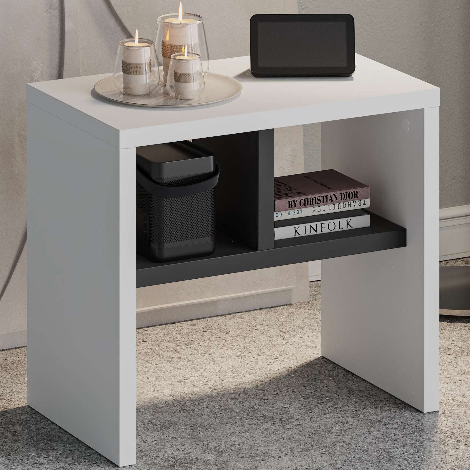 Komoti Side Table White - Anthracite