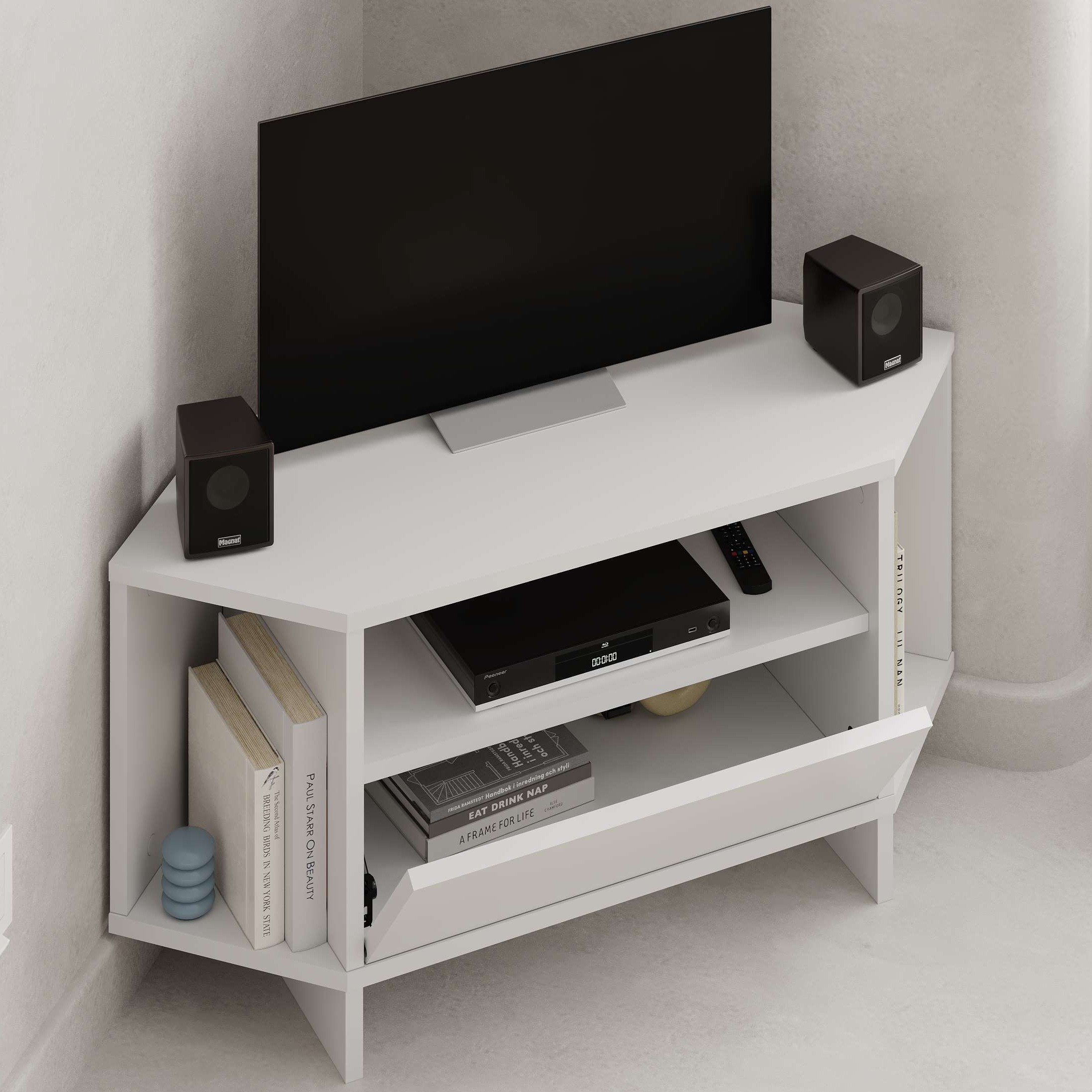 Viva Corner TV Stand White