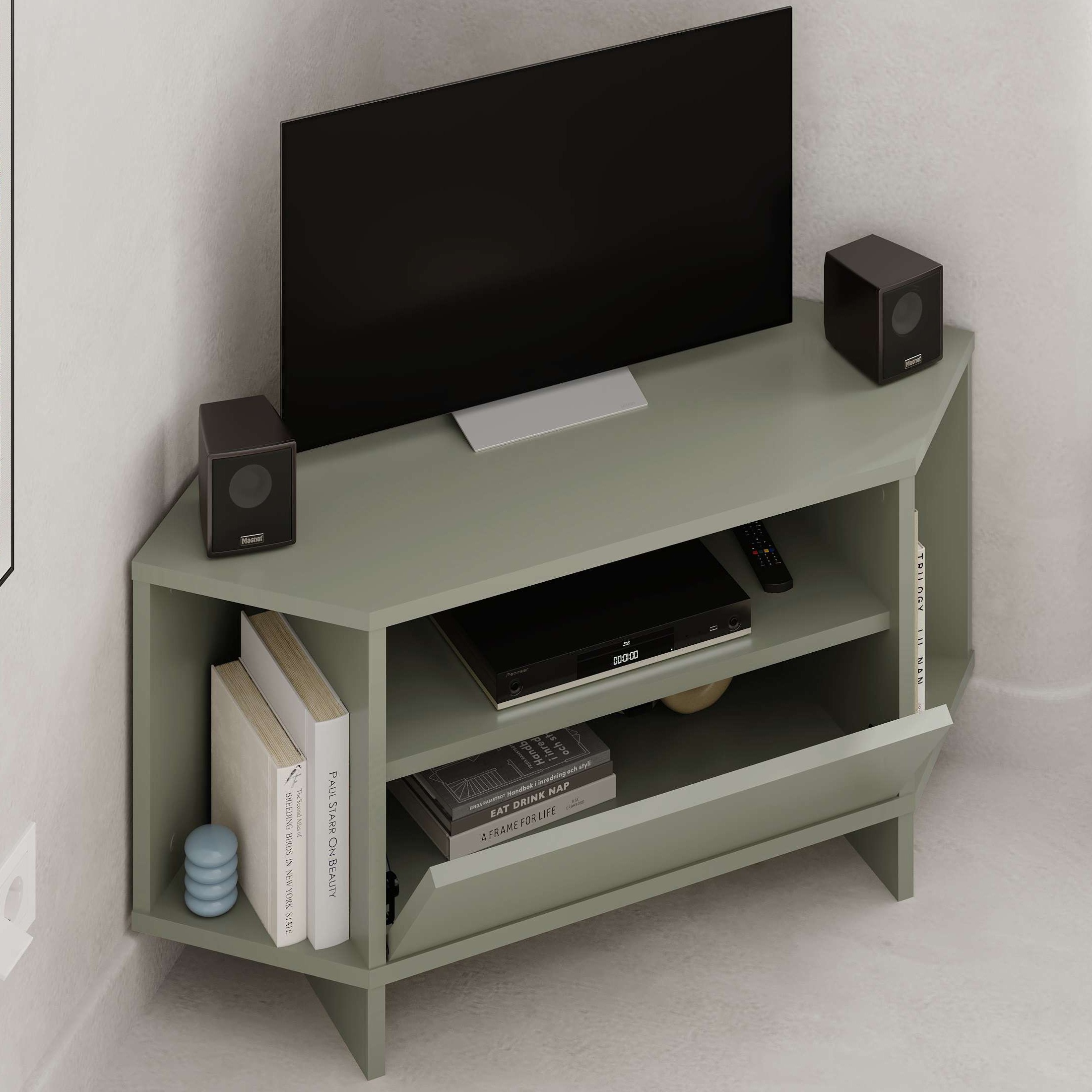 Viva Corner TV Stand Ash Green