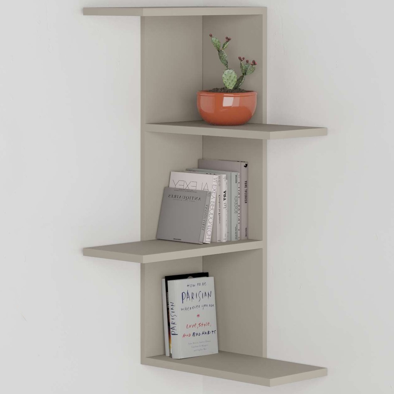 Saso Corner Bookcase Sandstone - Sandstone