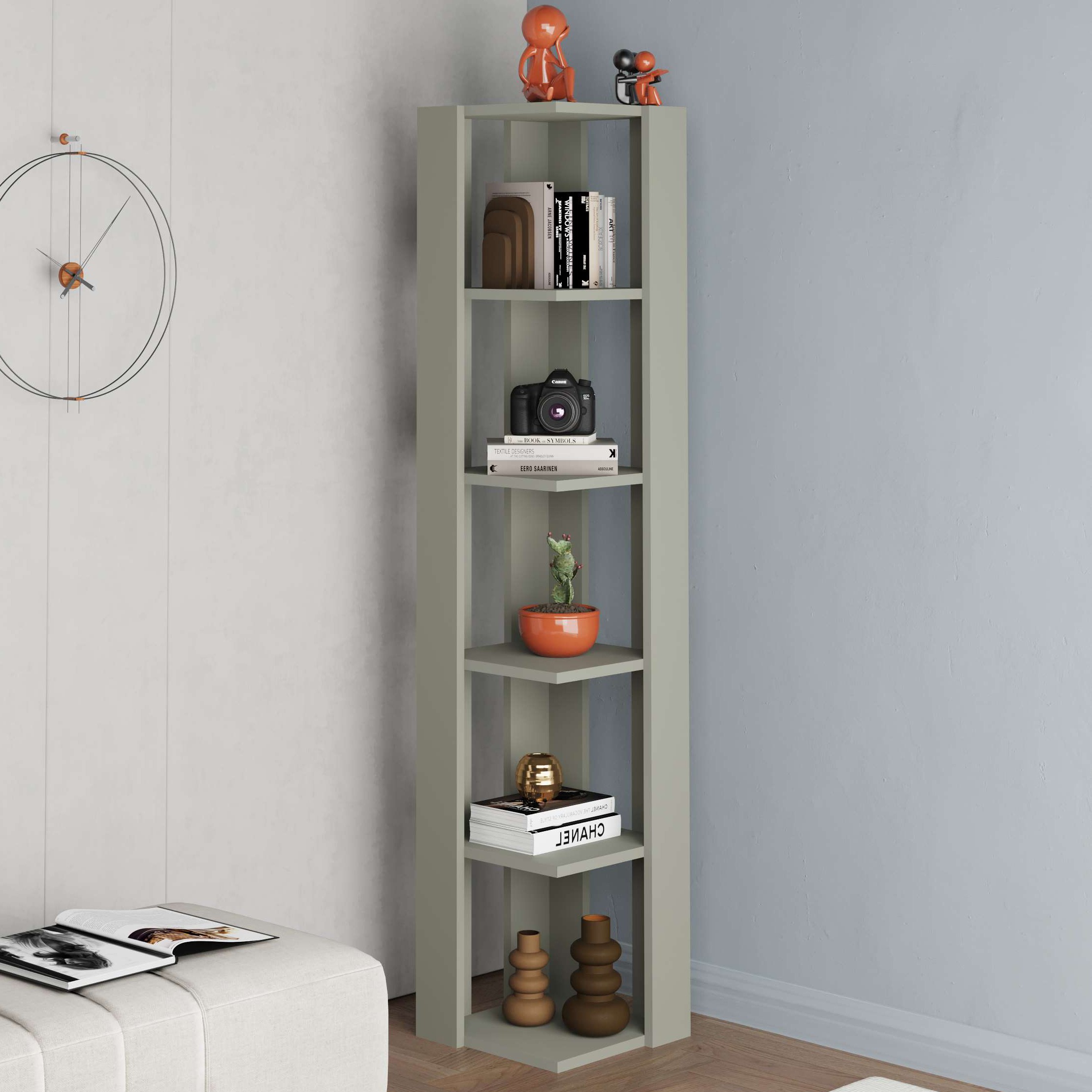 Nati Corner Bookcase Ash Green