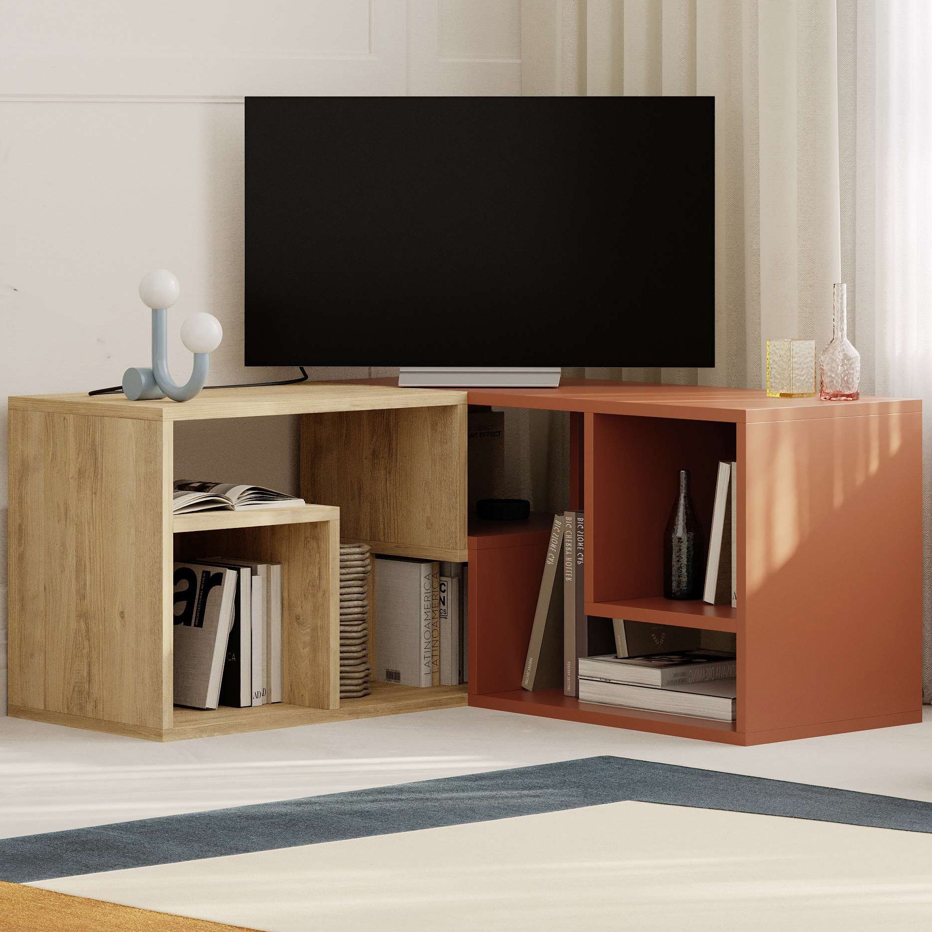 Glis TV Stand Sapphire Oak - Cinnamon