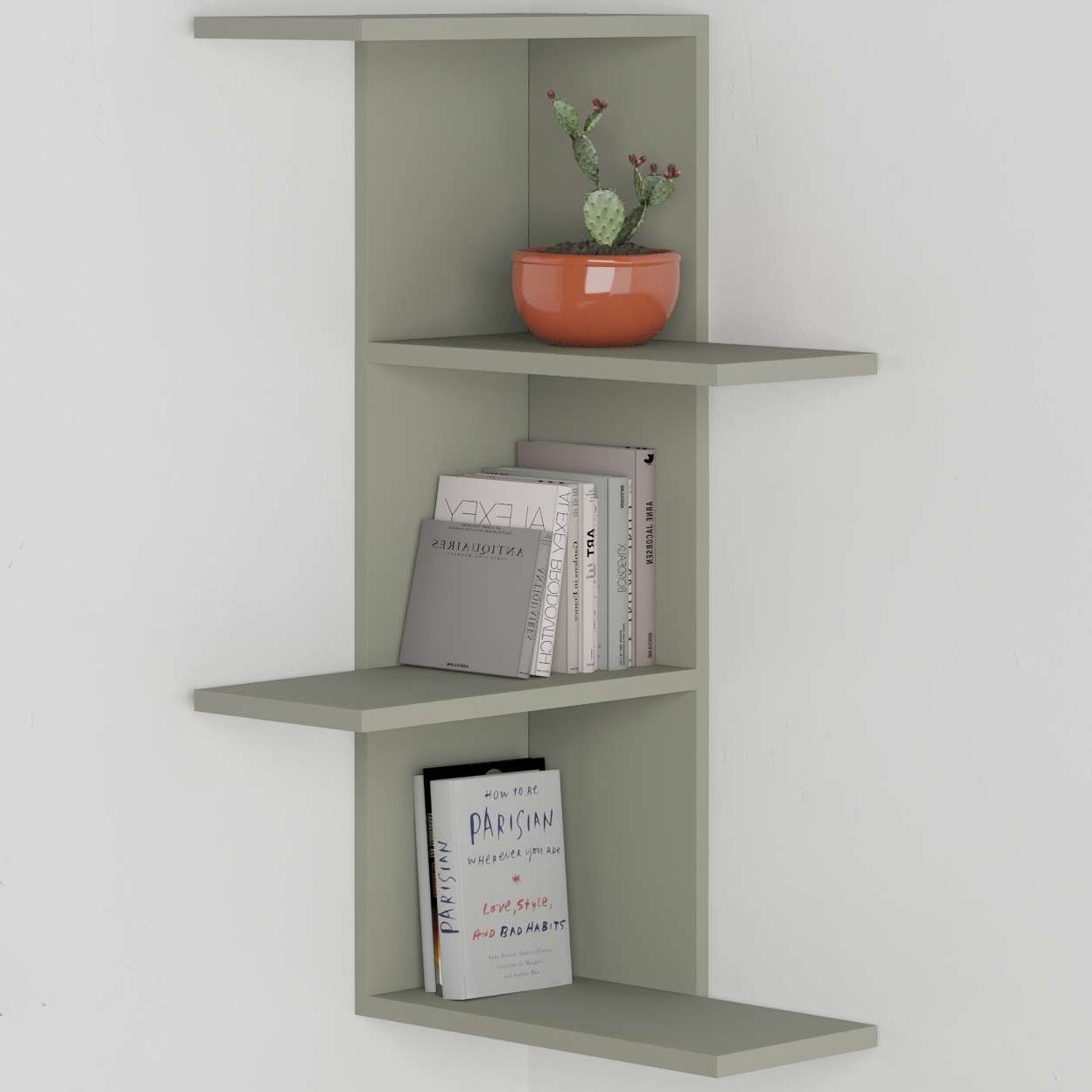 Saso Corner Bookcase Ash Green - Ash Green