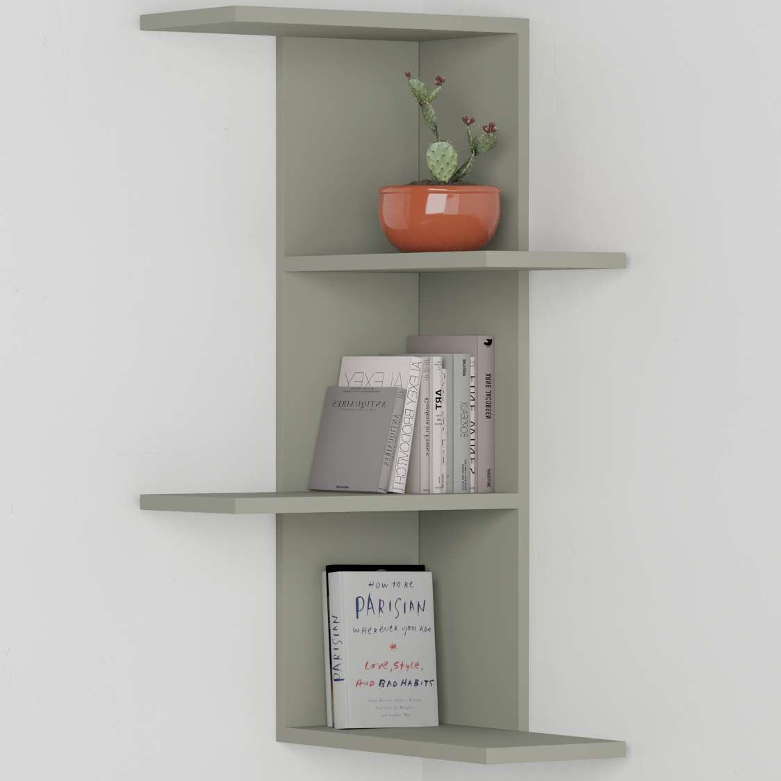 Saso Corner Bookcase Ash Green - Ash Green