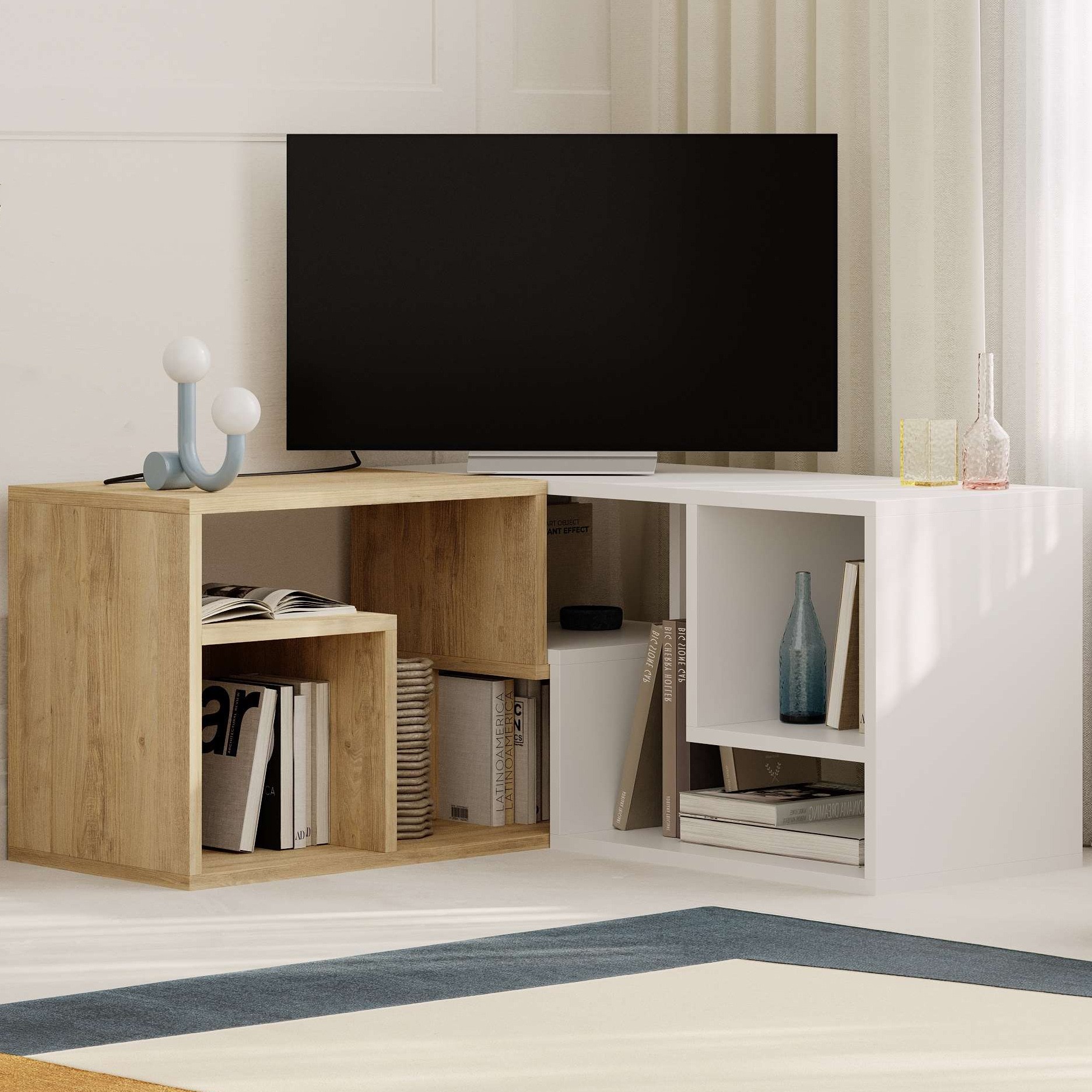 Glis TV Stand Sapphire Oak - White