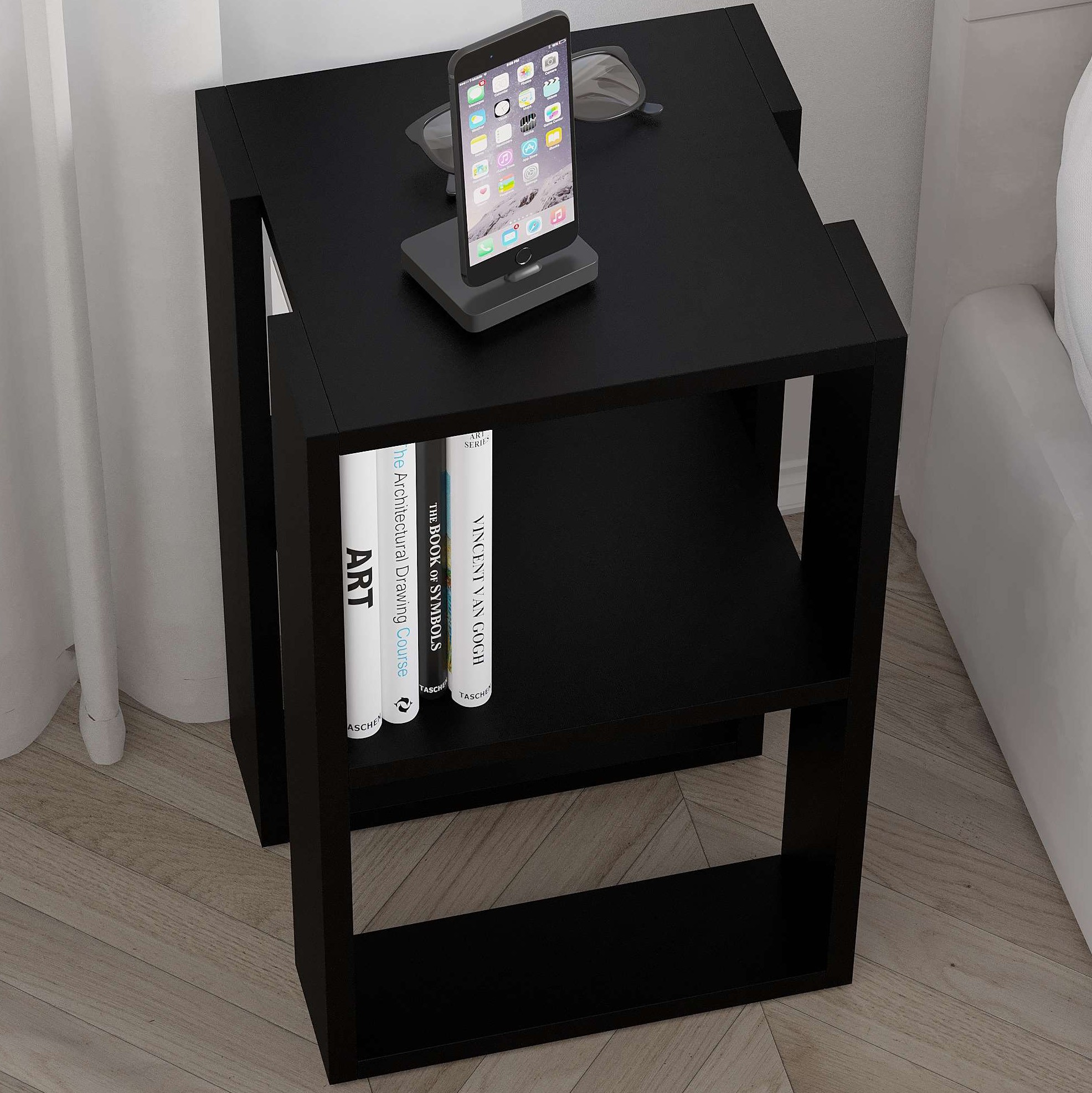 Lonie Nightstand - Black Bute