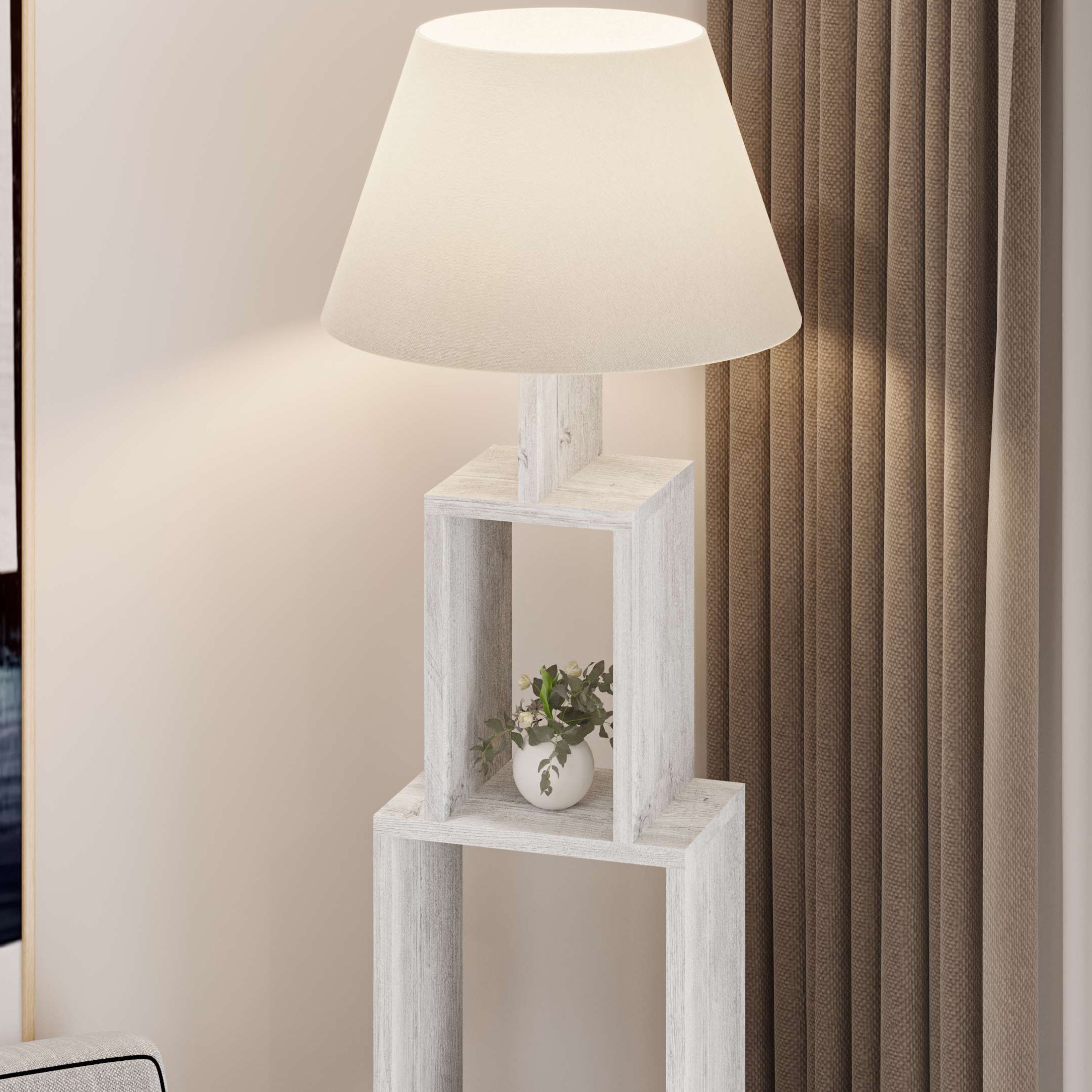 Tower Floor Lamp Ancient White - Cotton White