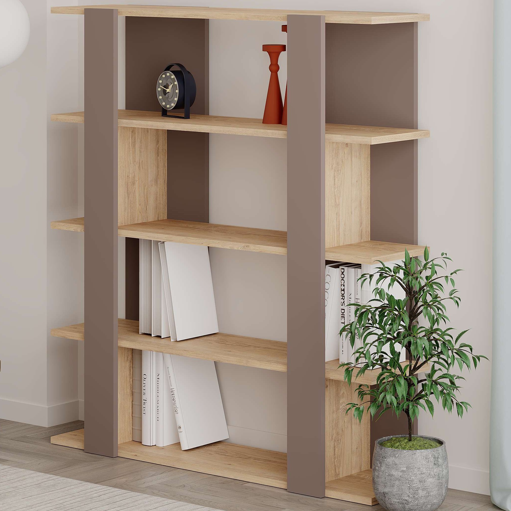 Tita Bookcase Light Mocha - Sapphire Oak